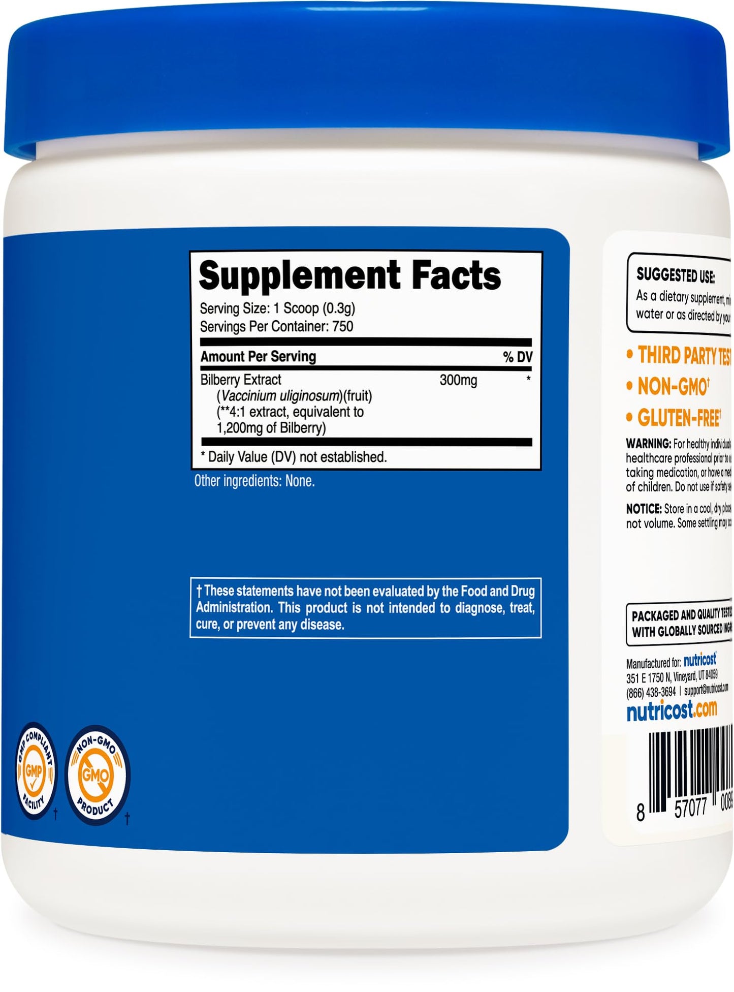 Nutricost Bilberry Powder 8.82 Ounce