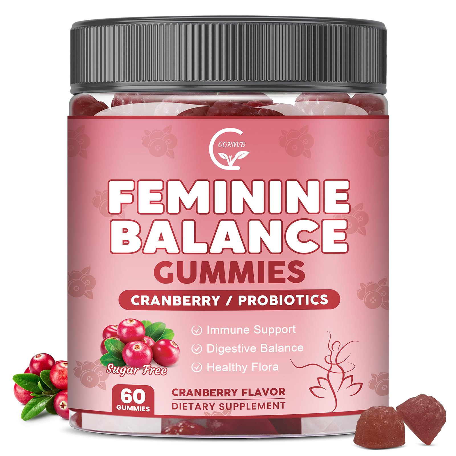 GORNVB Feminine Balance Gummies for Women, 60 Count