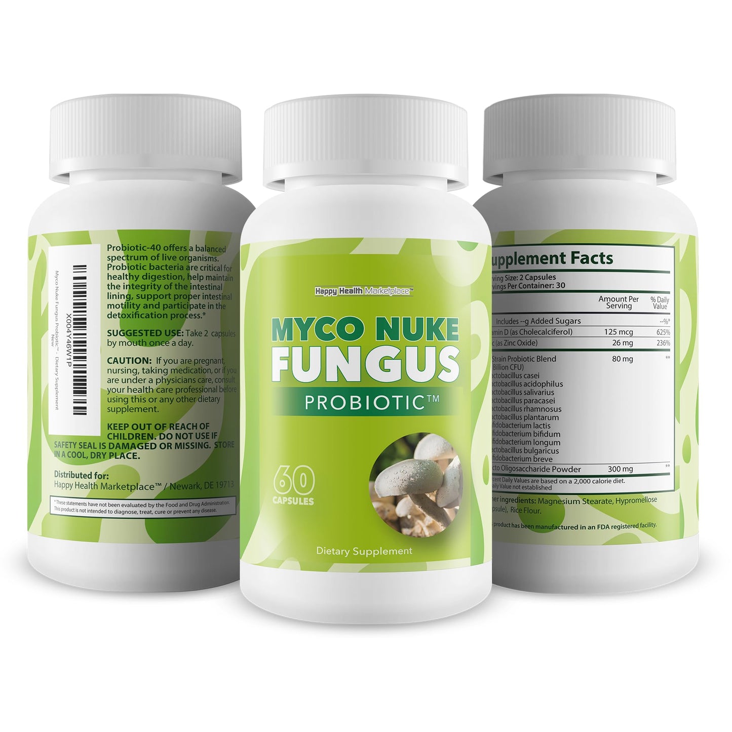 Happy Health Marketplace Myco Nuke Fungus Probiotic Capsule 60 Count