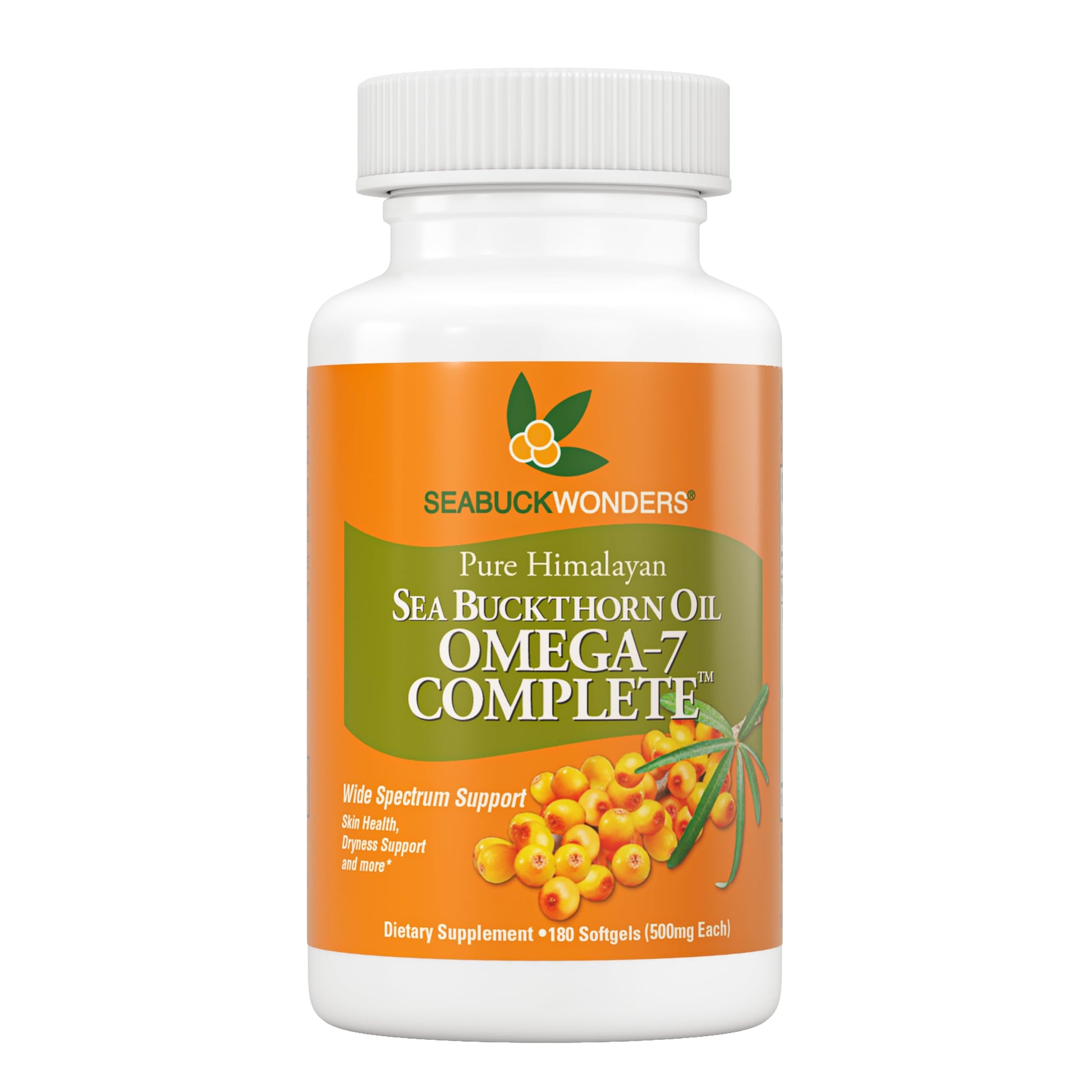 SeabuckWonders Complete Omega 3-6-7-9 Organic Sea Buckthorn Oil Capsules, 180 Count