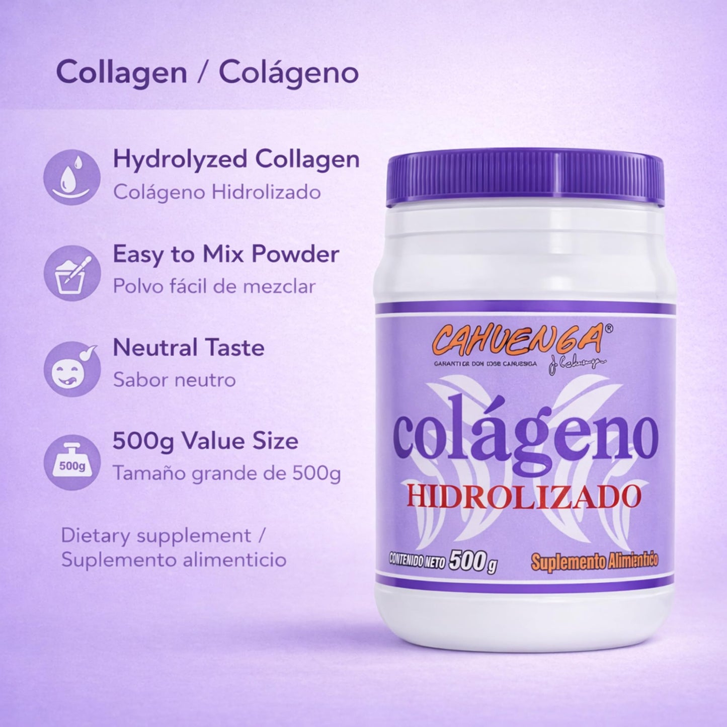 Tu Salud Plus CAHUENGA Hydrolyzed Collagen Powder 500g, 18