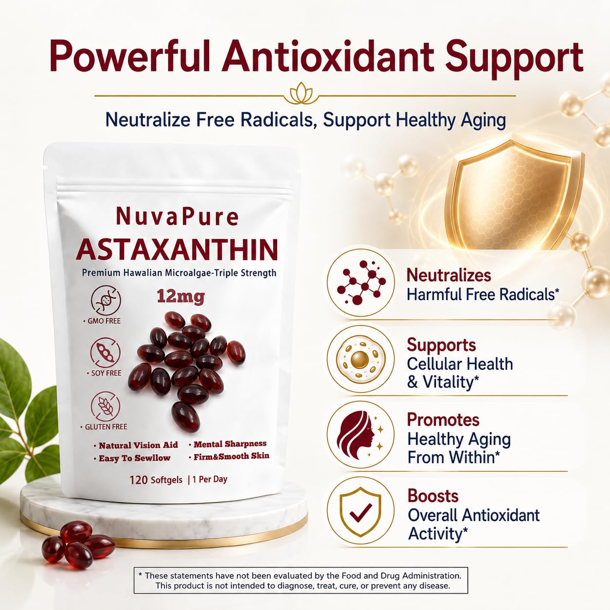Glowdrop NuvaPure Astaxanthin Softgel 120 Count