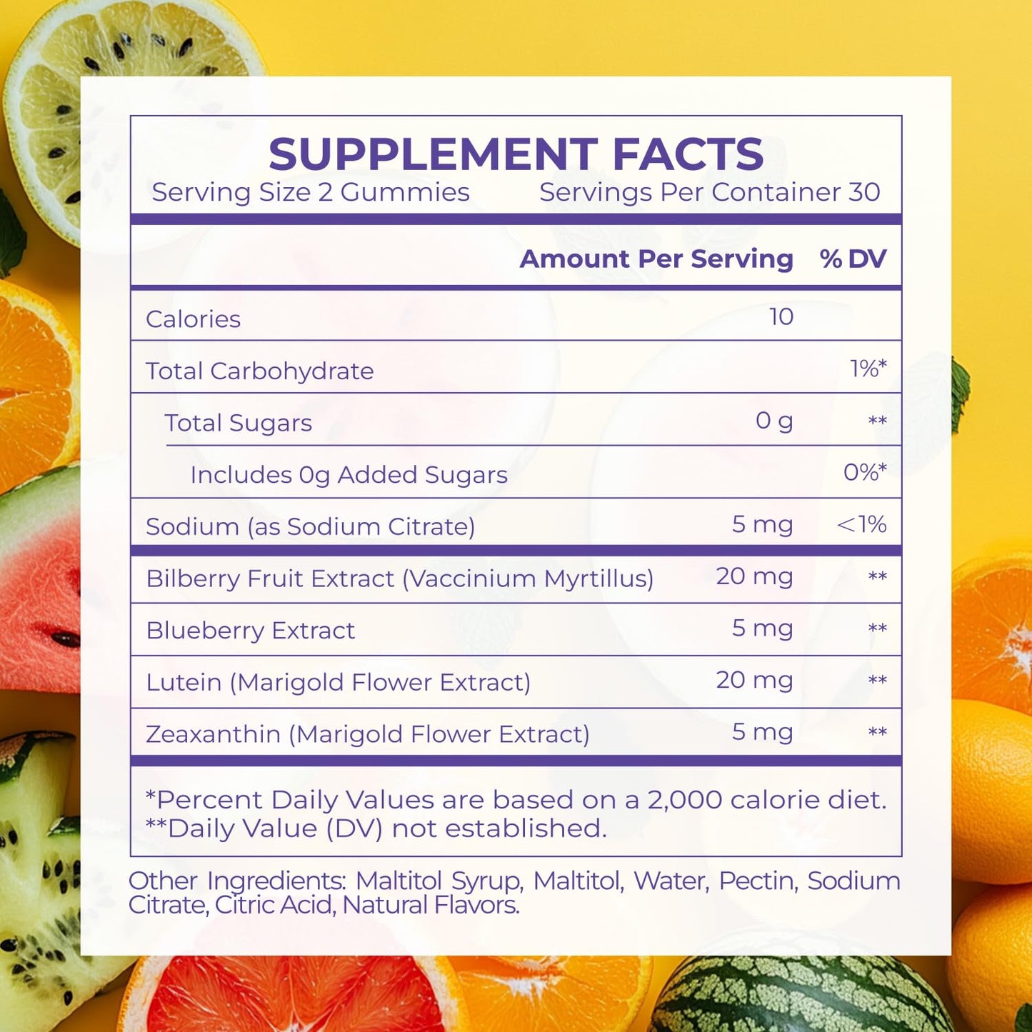 Occotaps Lutein & Zeaxanthin Eye Vitamins Gummies - 20mg Lutein, Sugar-Free, Bilberry Extract, Blue Light Support, Star-Shaped, 60 Count