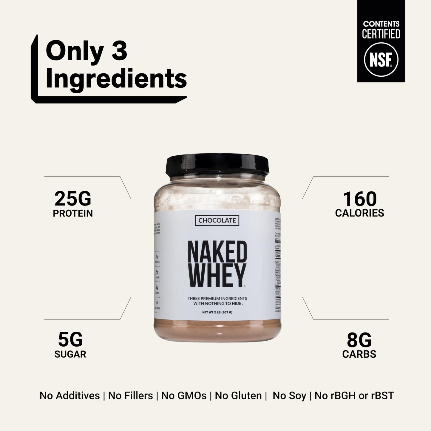 NAKED Whey Protein Powder Chocolate, 32 oz