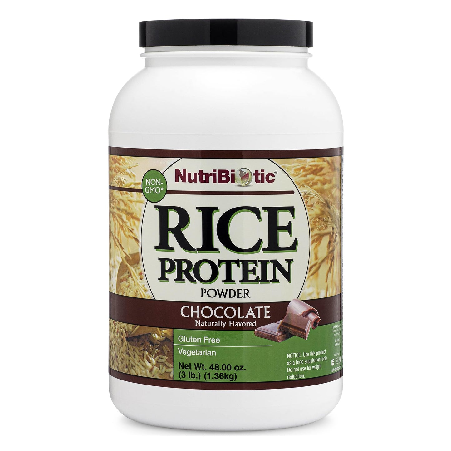 NutriBiotic Chocolate Rice Protein Powder, 48
