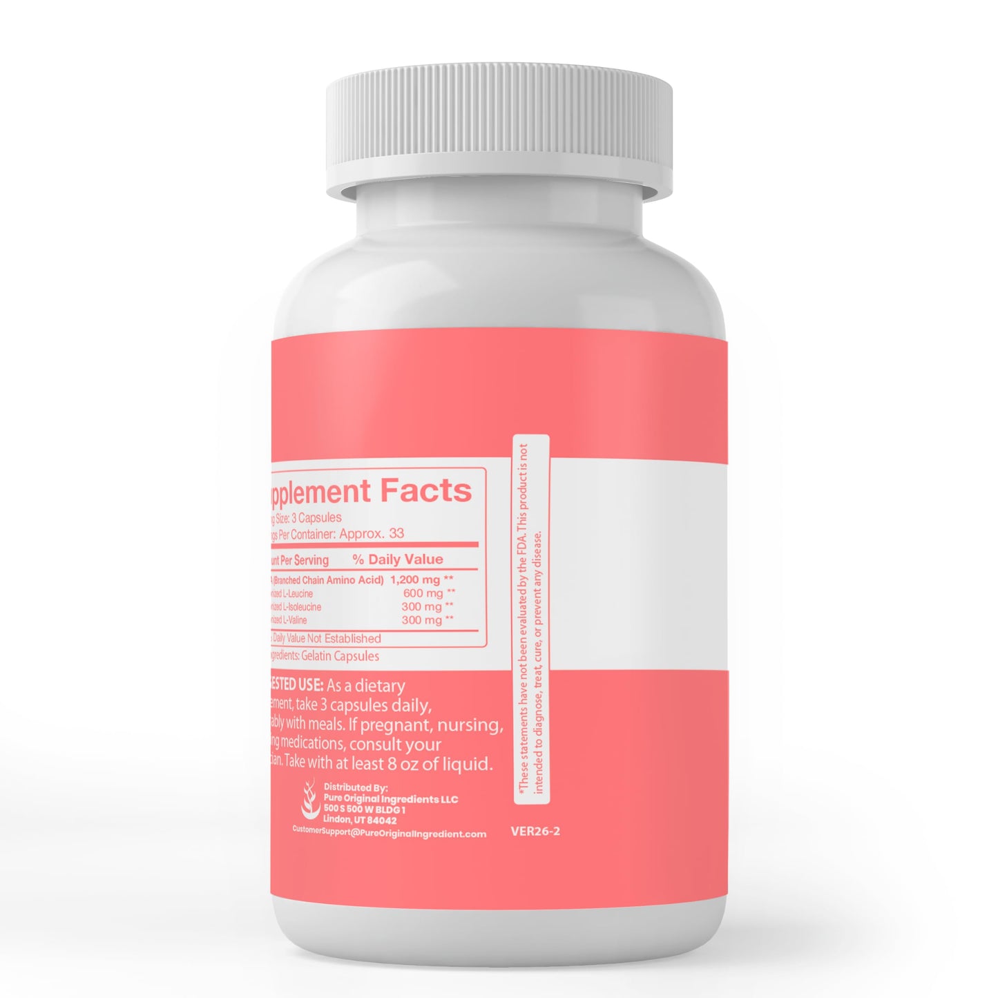 PURE ORIGINAL INGREDIENTS BCAA 100 Capsules