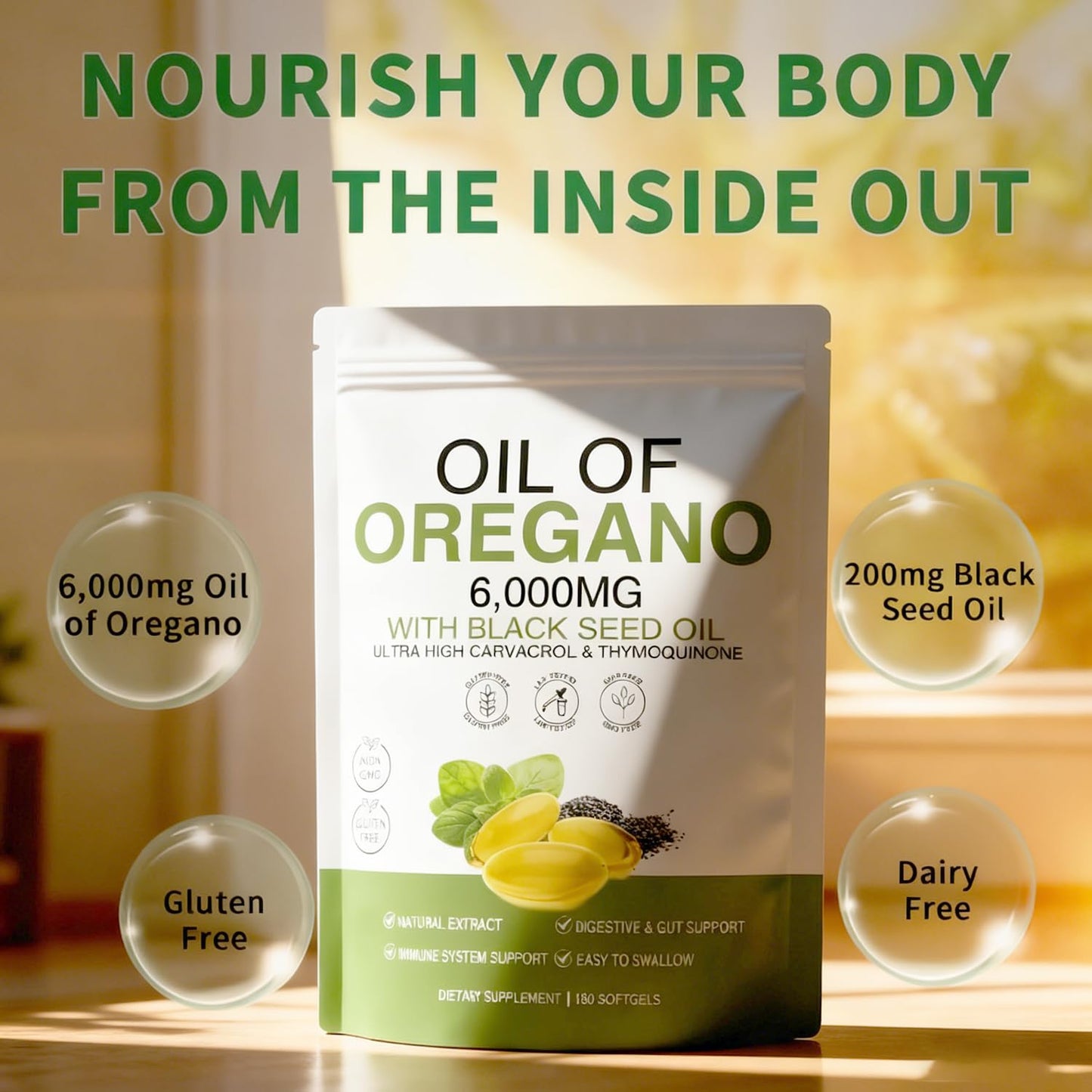 FW ZONE Oil of Oregano Supplement Capsules 360 Count