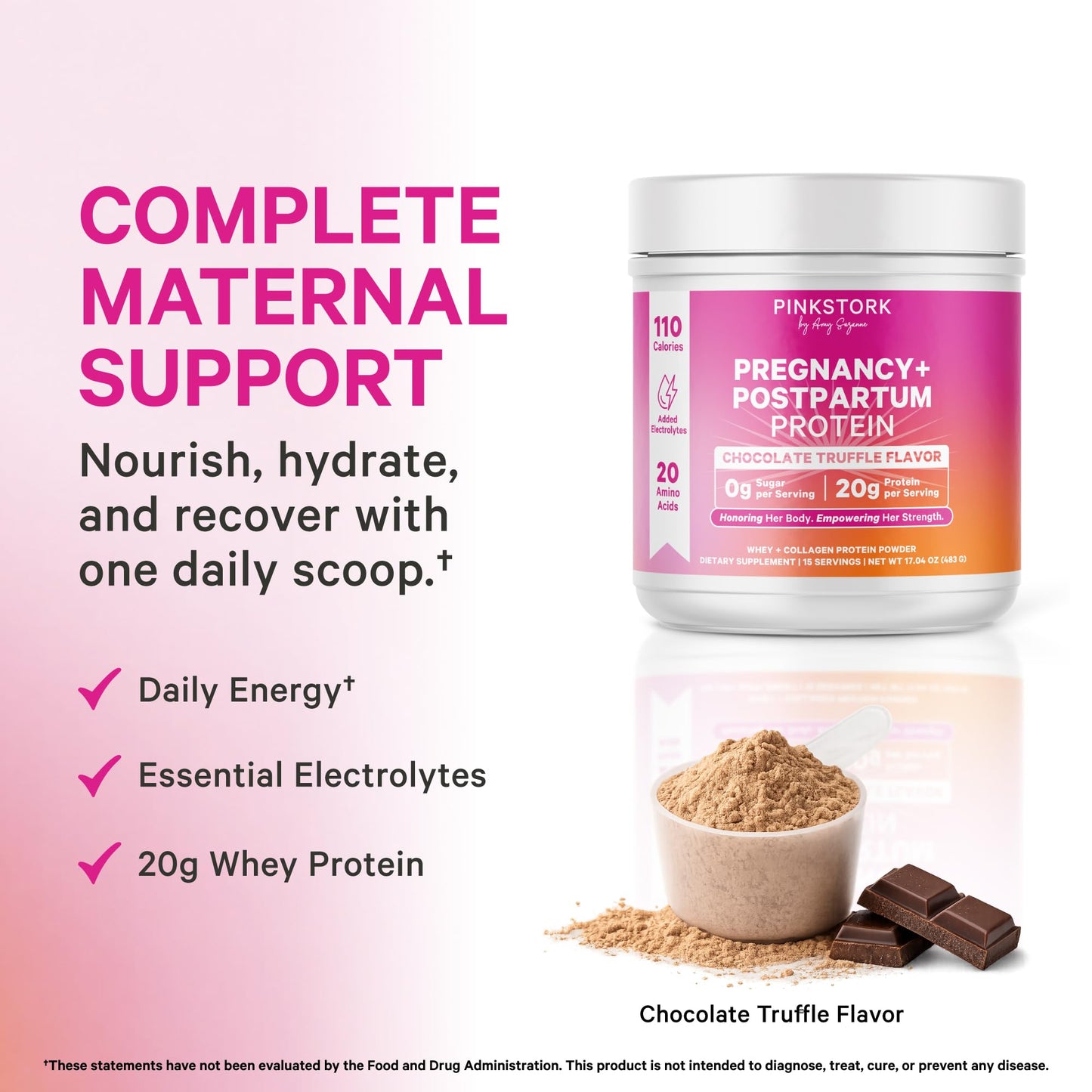 Pink Stork Pregnancy & Postpartum Protein Powder, Powder, 18.8 oz
