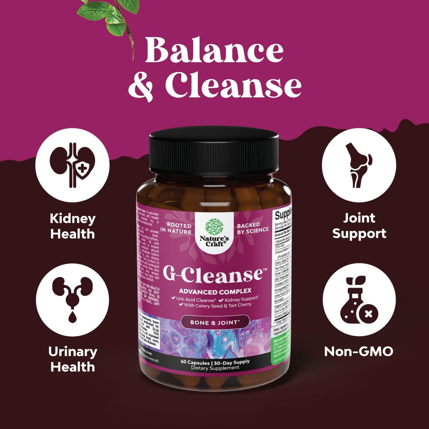 Natures Craft G-Cleanse Uric Acid Supplement Capsule, 60 Count