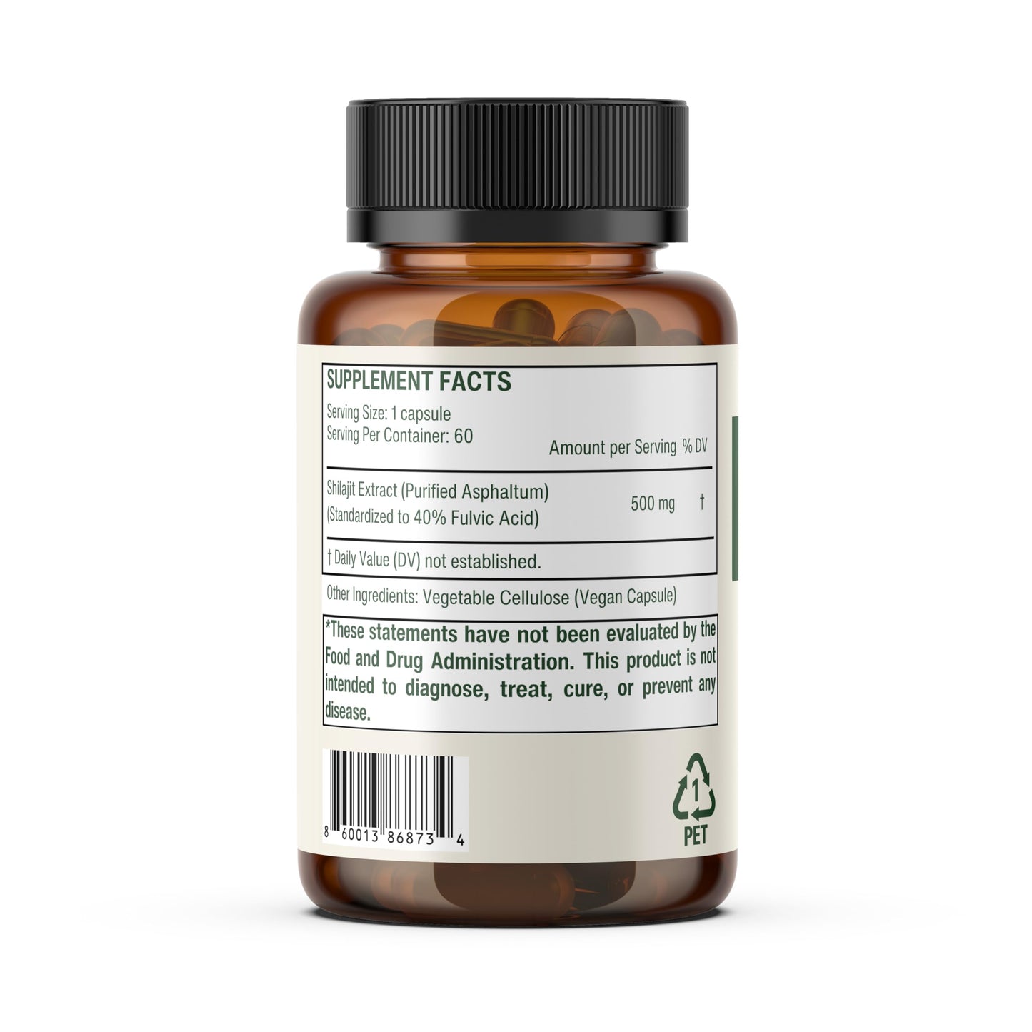 Sage & Self Pure Shilajit Capsules – Purified Shilajit Extract (40% Fulvic Acid) – 500 mg Per Capsule – Vegan Herbal Supplement, 60 Capsules
