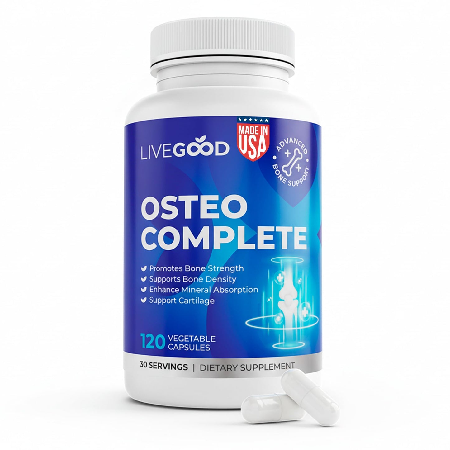 LiveGood Osteo Complete Bone and Joint Support Capsule, 90 Capsules
