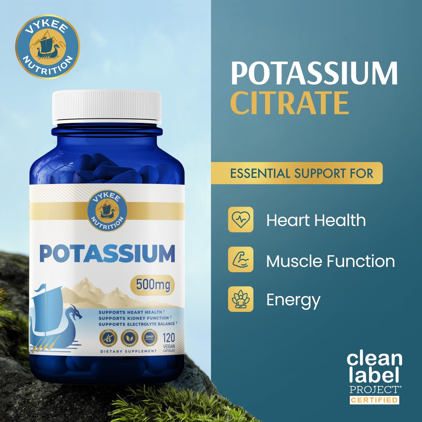 Vykee Nutrition Potassium Citrate Capsules 120 Count