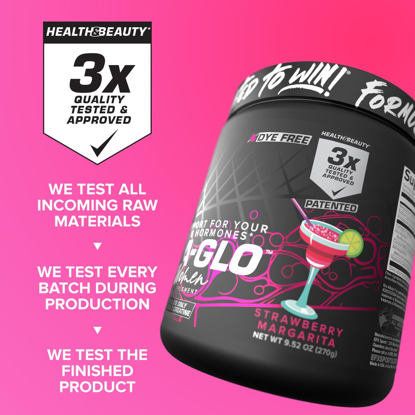 EFX Sports Kre-A-Glo Kre-Alkalyn Creatine for Women Powder, 9.5 Ounce, 30 Servings, Strawberry Margarita