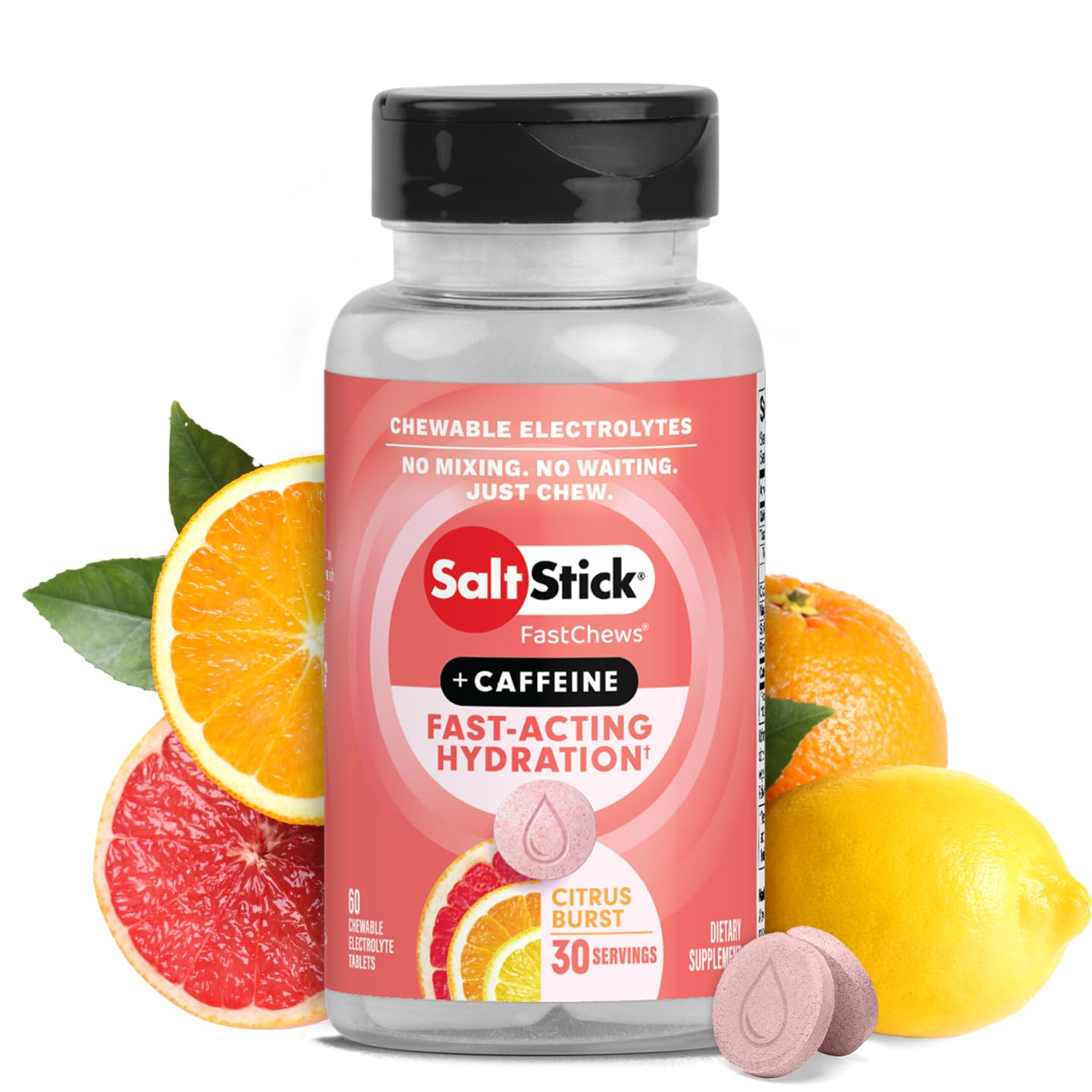 SaltStick Electrolyte FastChews Citrus Burst with Caffeine Chewable 60 Count