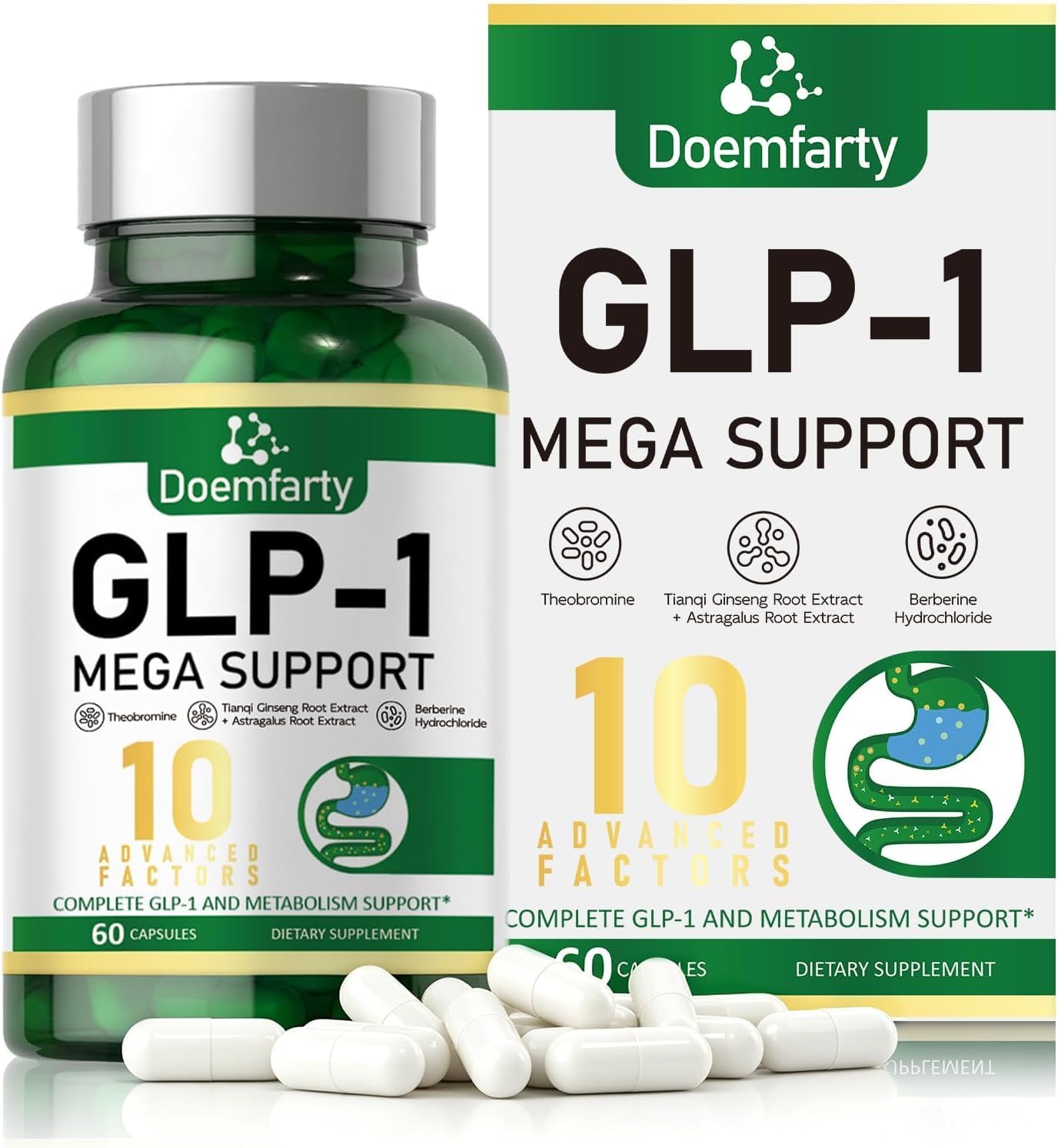 doemfarty GLP-1 Support Capsules with Berberine, 60 Count