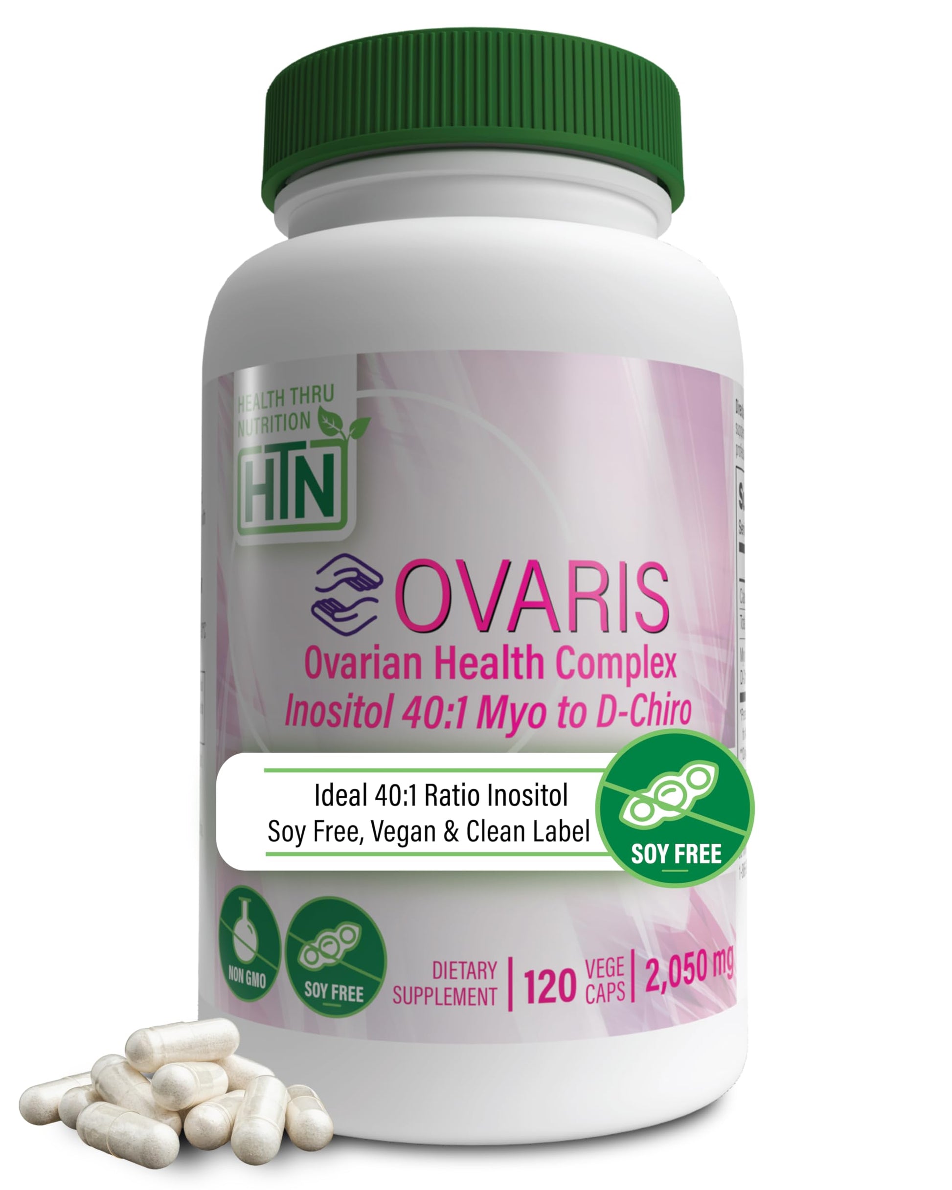 Health Thru Nutrition OVARIS Ovarian Health Complex Inositol 40:1 Myo to D-Chiro Capsule 120 Count