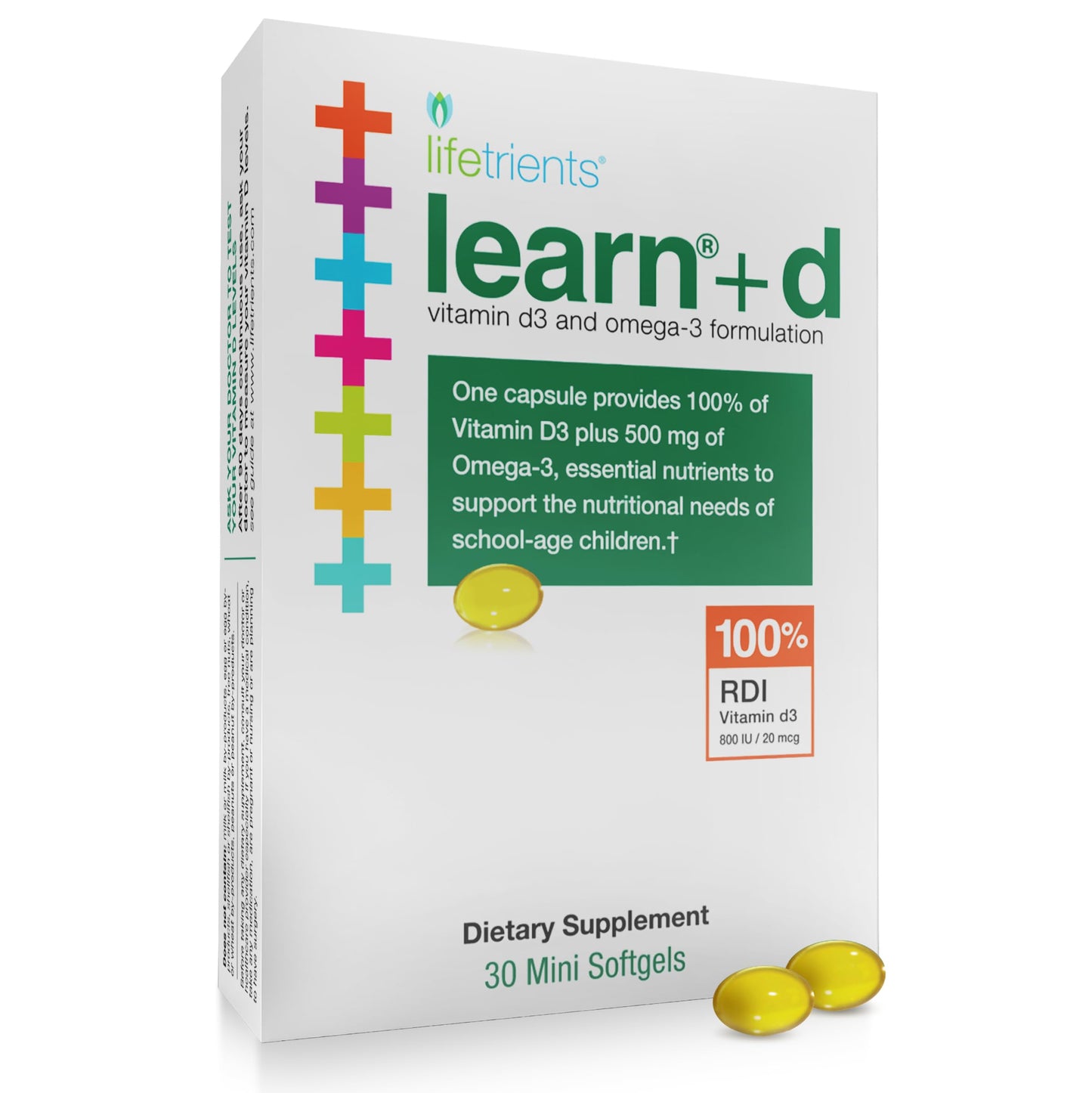 Lifetrients Learn+D Vitamin D3 & Omega-3 Formulation Softgels 30