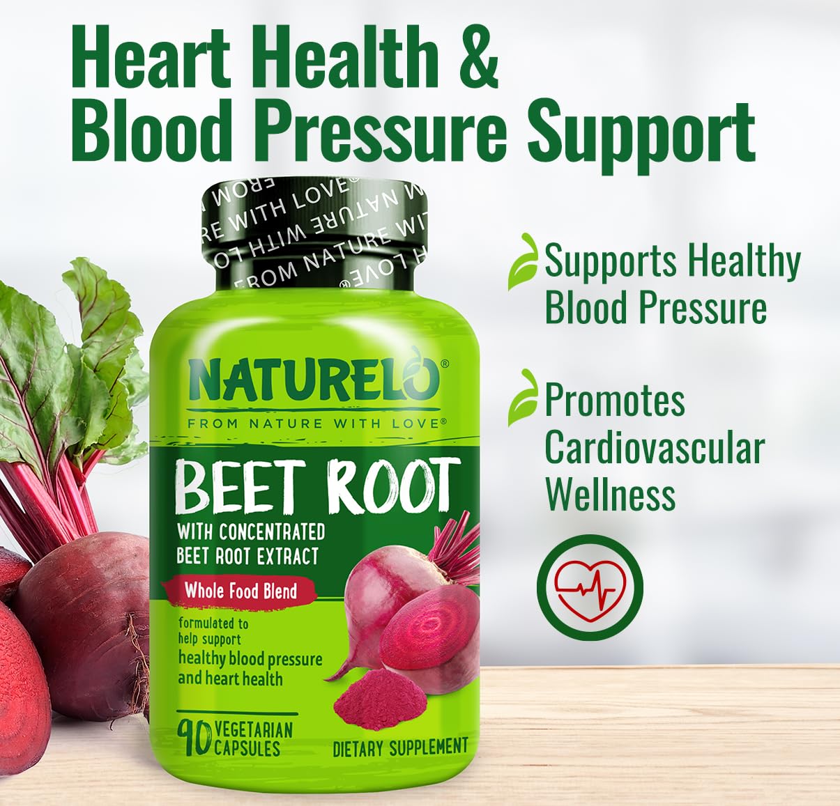 NATURELO Beet Root Capsule 90 Count