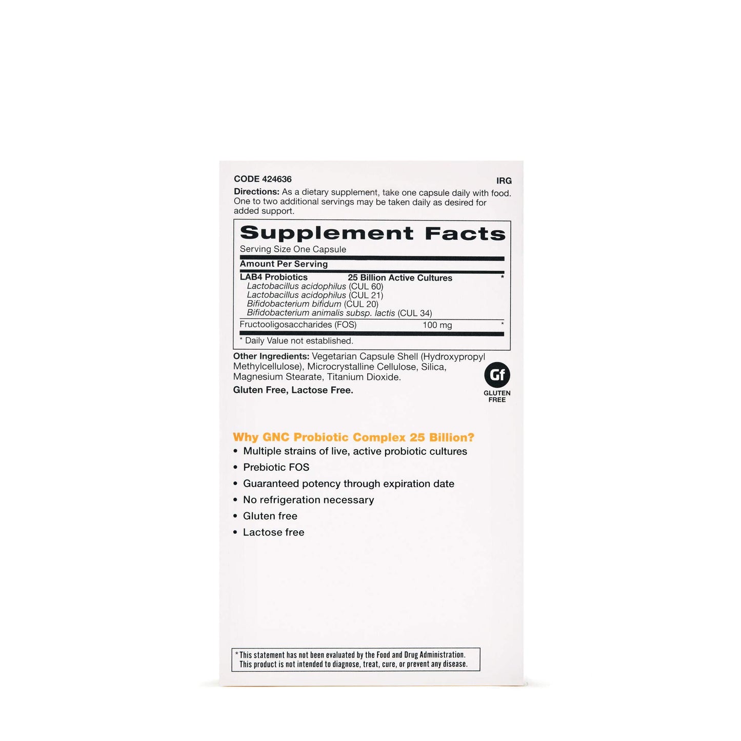 GNC Probiotic Complex Daily Need with 25 Billion CFUs, 60 Capsules