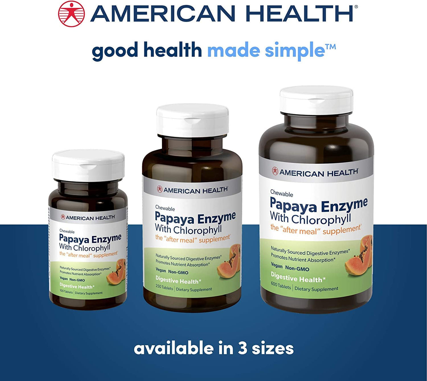 American Health Papaya Enzyme with Chlorophyll Tablets - 1200 Tablets
