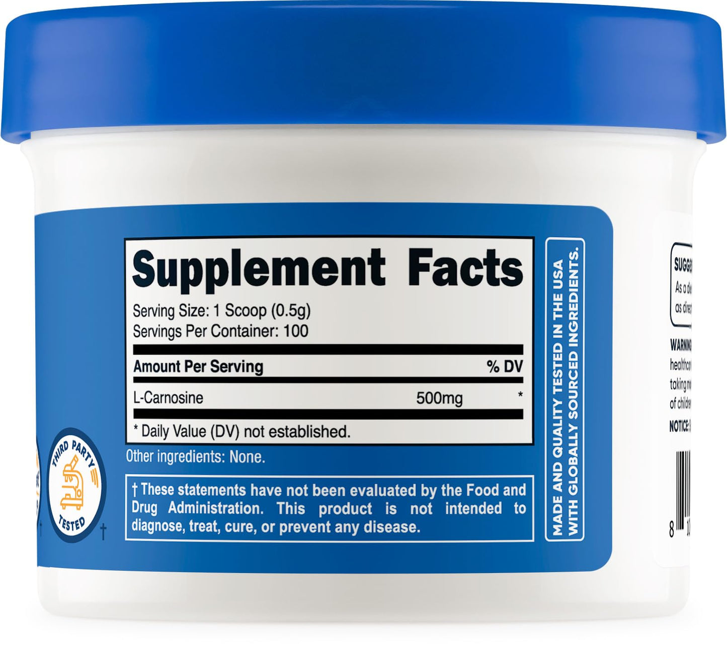 Nutricost L-Carnosine Powder 50 Grams (100 Servings) - Non-GMO, 1.8 Ounce