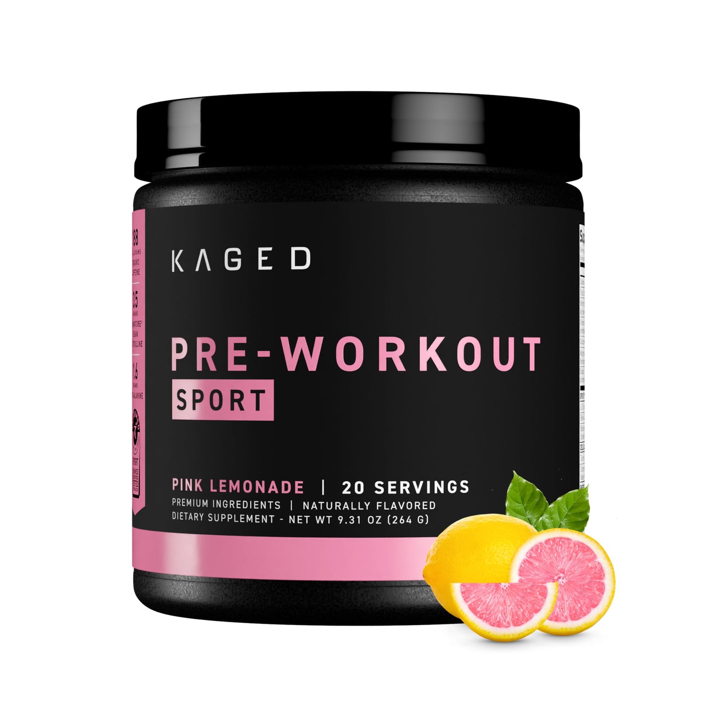 Kaged Sport Pre Workout Powder for Men & Women, Pink Lemonade, 11 oz