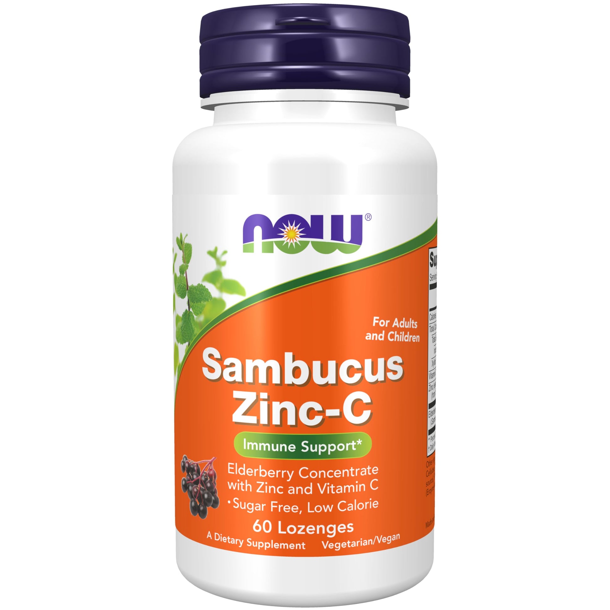 NOW Foods Sambucus Zinc-C with Elderberry Concentrate and Vitamin C 60 Tablets