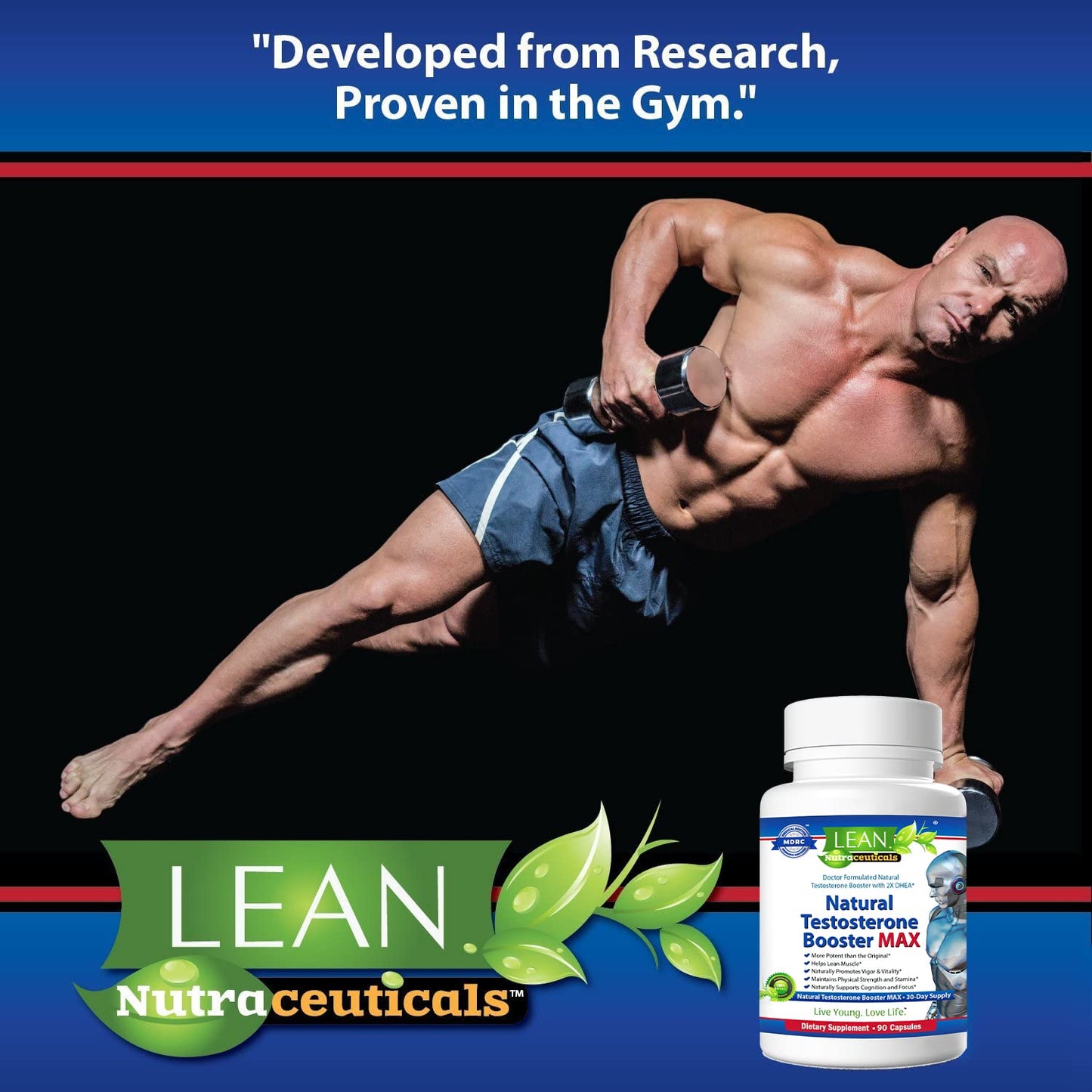 LEAN Nutraceuticals Testosterone Booster for Men Capsule 90 Count