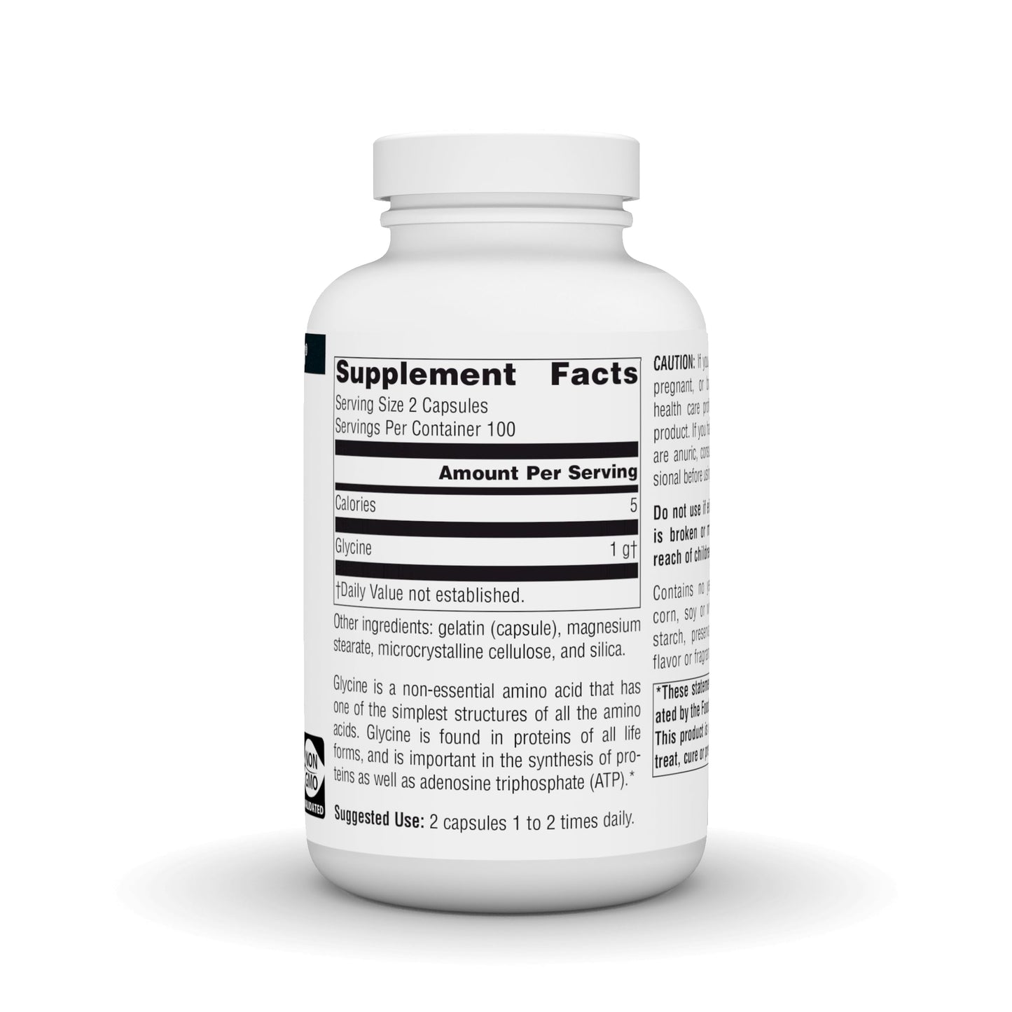 Source Naturals Glycine 500 mg Capsule, 200 Capsules