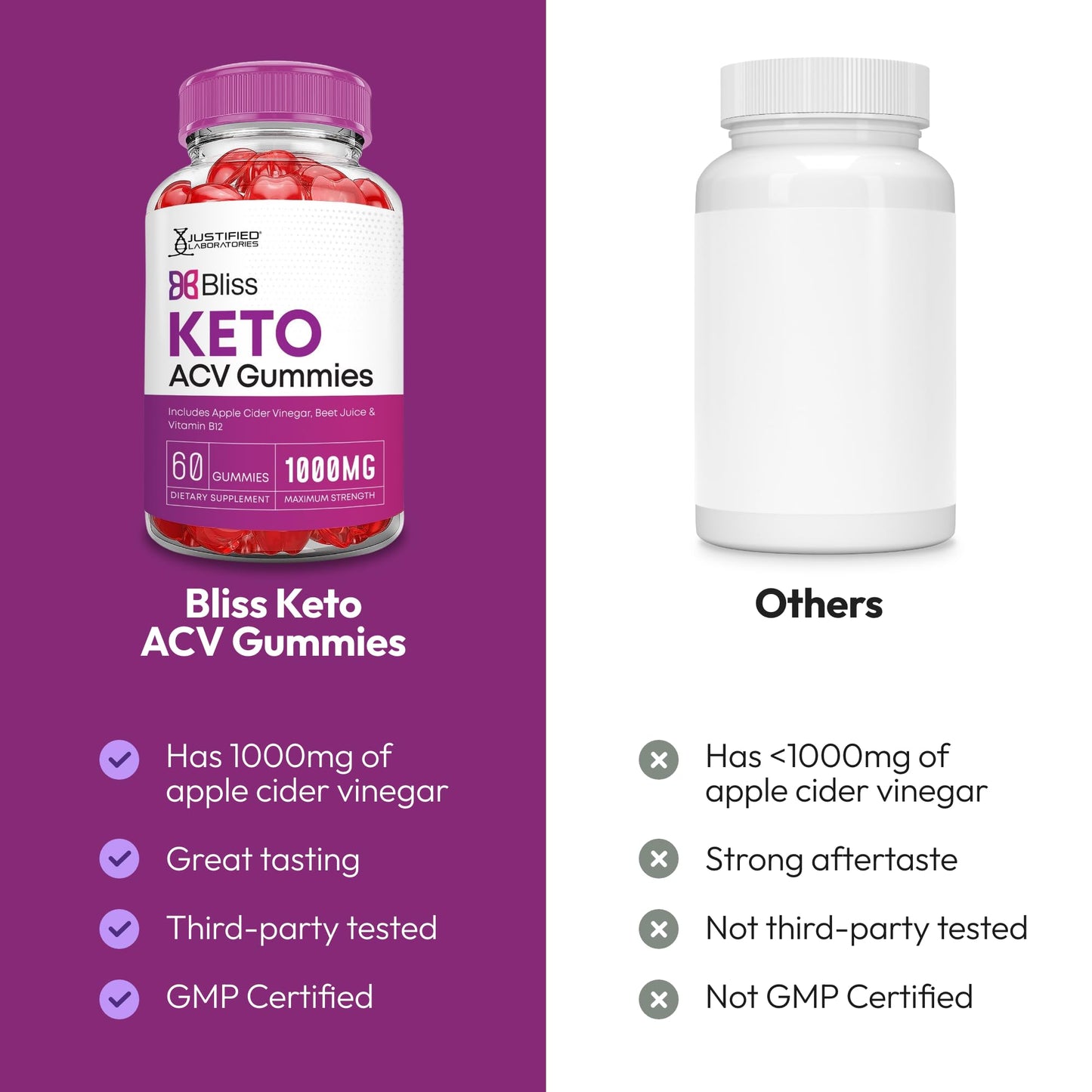 Justified Laboratories Bliss Keto ACV Gummies Gummy 60 Count