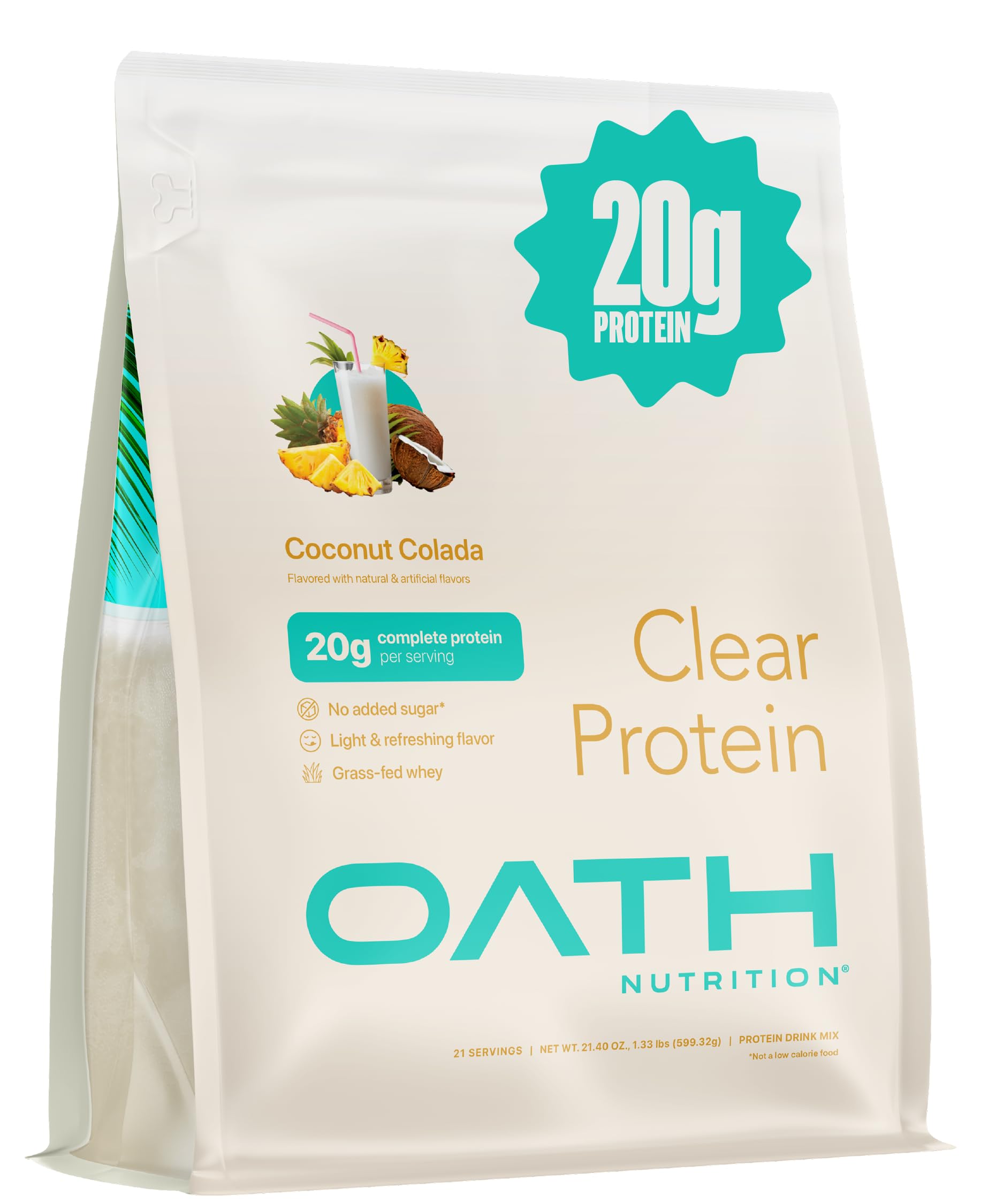 Oath Nutrition Clear Whey Isolate Protein Powder Coconut Colada, 21.4 oz
