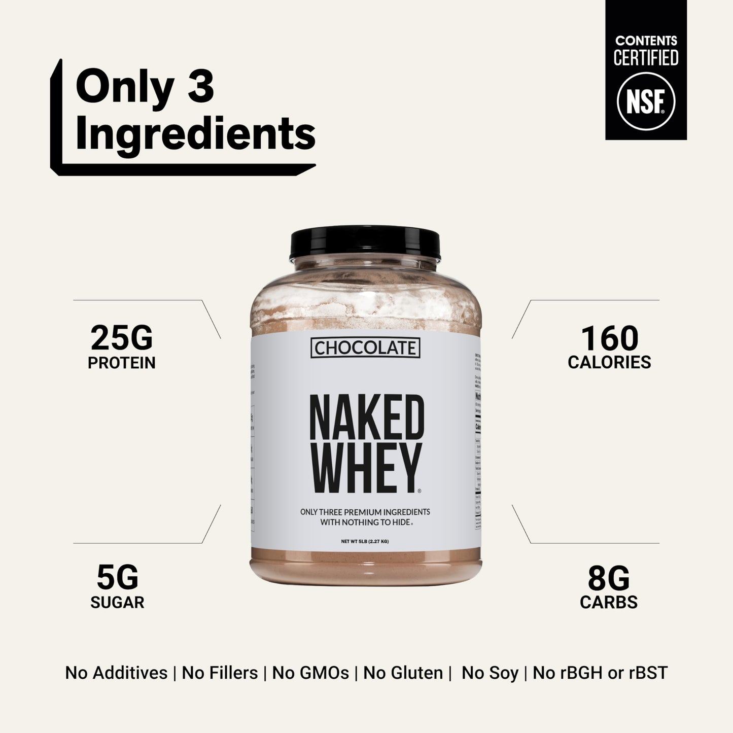 NAKED Whey Protein Powder, Chocolate, 80 Servings