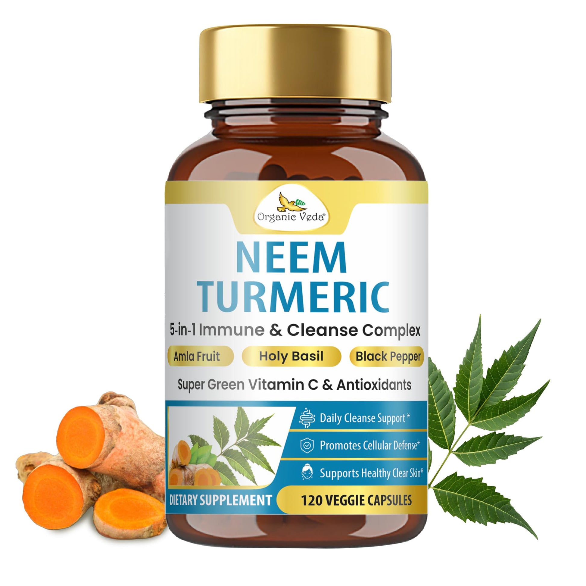Organic Veda Neem Turmeric Capsules 120 Capsules
