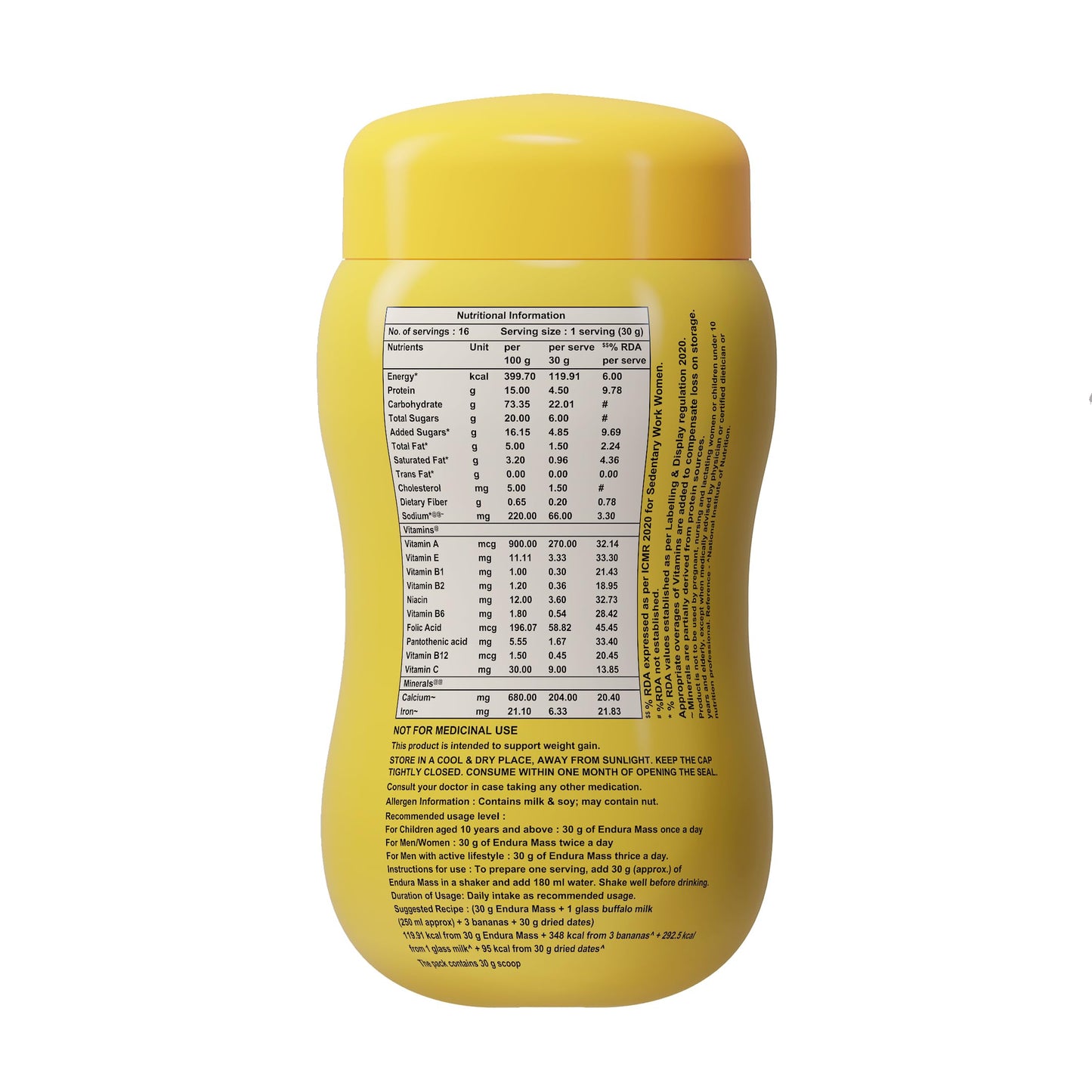 Endura Mass Weight Gainer Powder Banana Flavour 1.1 Pound