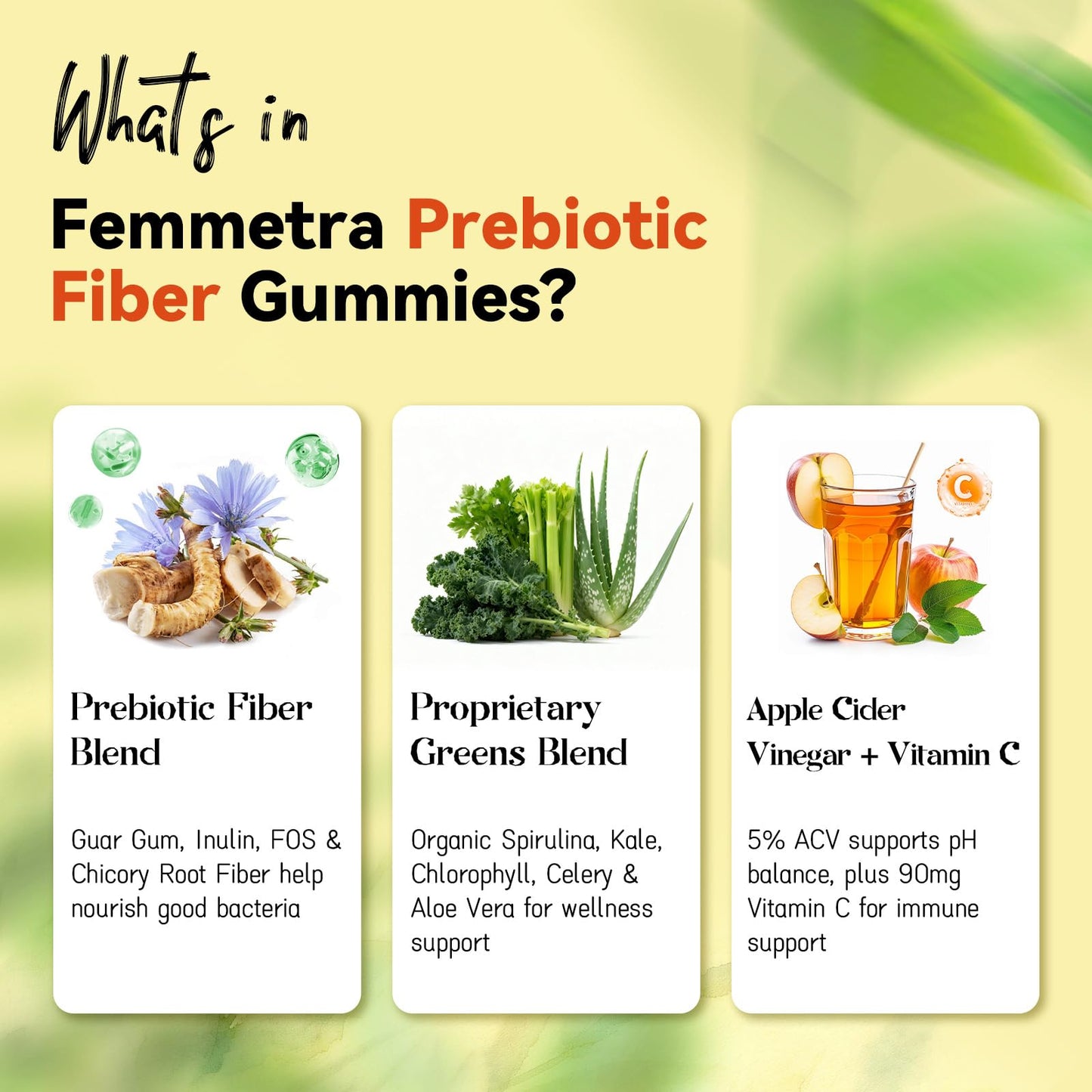 Femmetra 10-in-1 Prebiotic Fiber Gummies for Digestive Health & Regularity, 60 Count