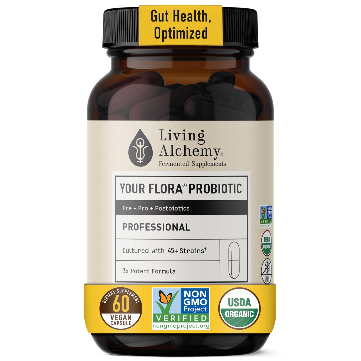 Living Alchemy Gut Health Probiotic Capsules 60 Count