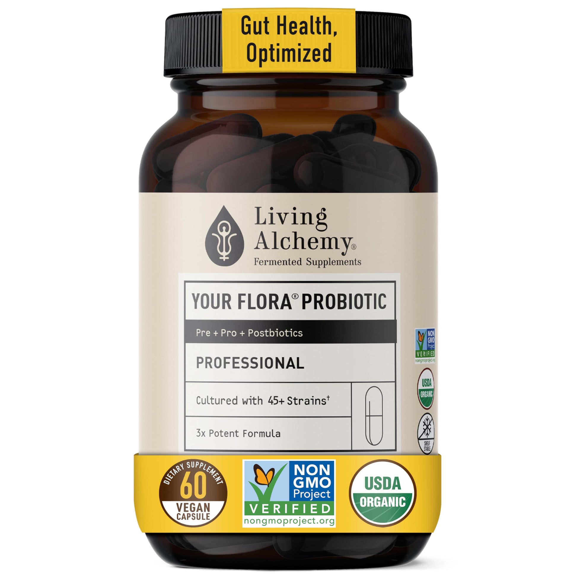 Living Alchemy Gut Health Probiotic Capsules 60 Count