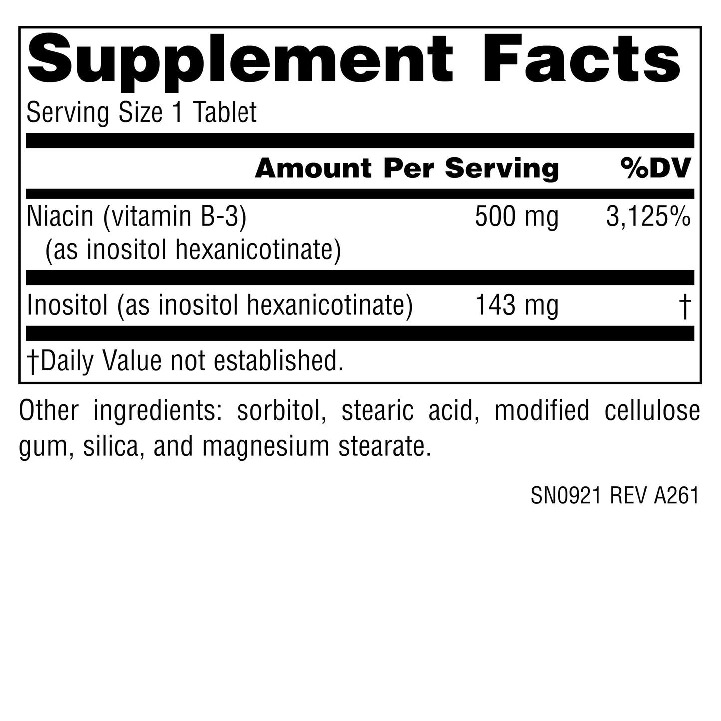 Source Naturals No-Flush Niacin, B-3, 500 mg Tablet, 60 Tablets