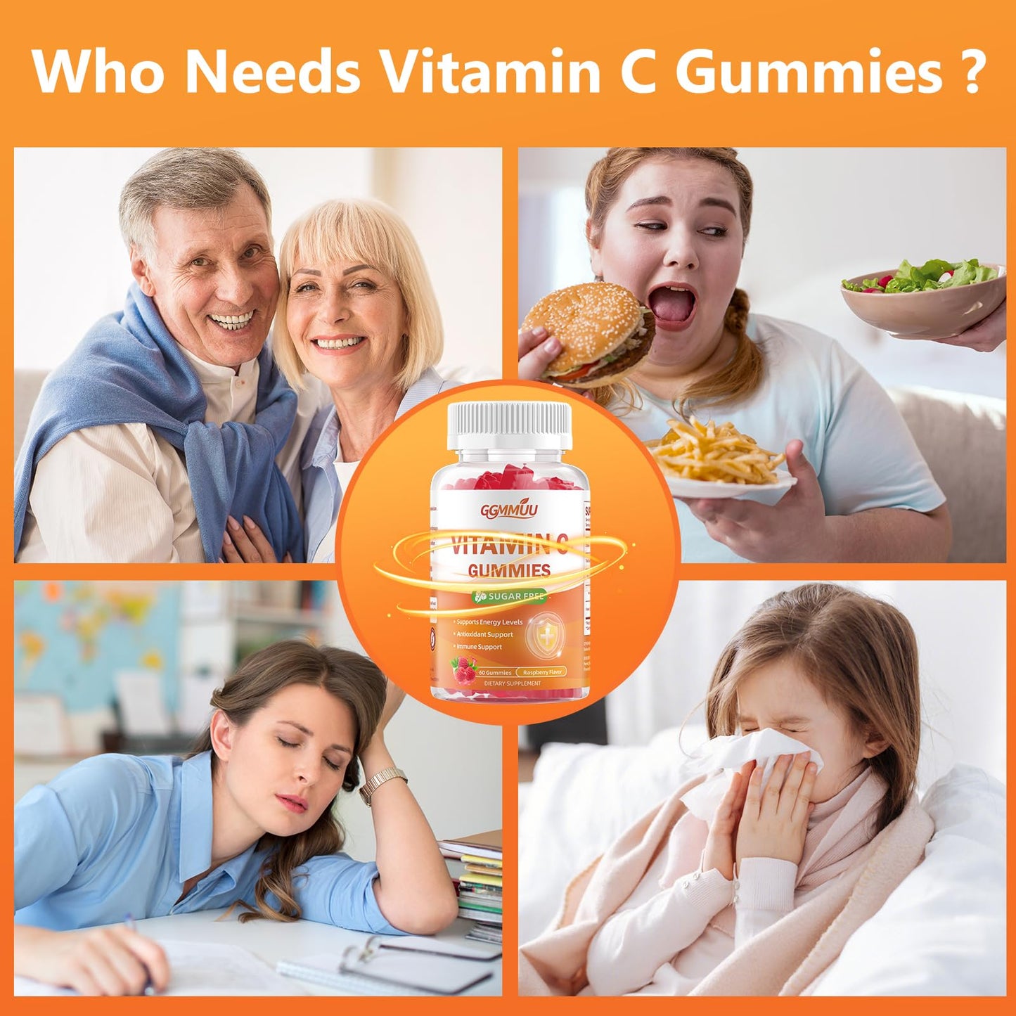 GGMMUU Sugar Free Vitamin C Gummies 250mg Chewable Gummy, 60 Count
