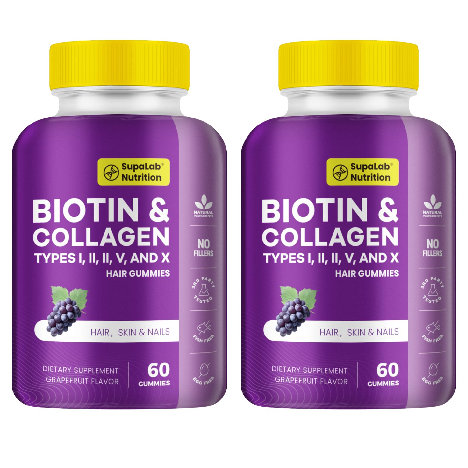 MEGNETA Biotin with Collagen Gummies for Skin, Hair, Nails, Joints & Bones Health, 120 Gummies