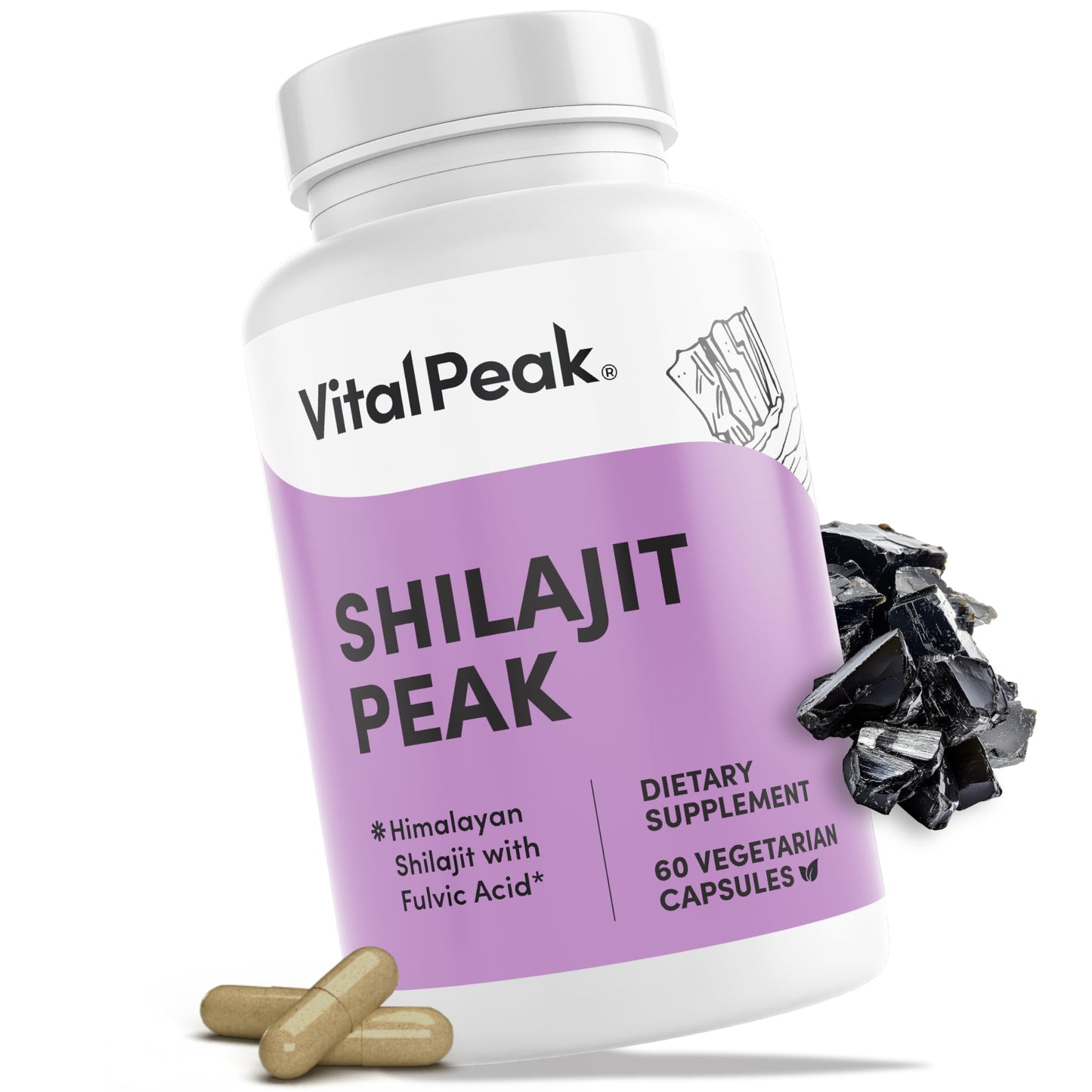 Vital Peak Shilajit 1000 mg Capsules, 60 Count