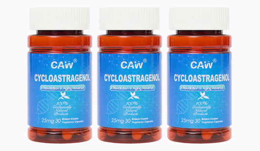 CAW Hypersorption Cycloastragenol Telomere Support Immune Booster Capsules, 25 mg, 30 Enteric-Coated Capsules, 3 Bottles