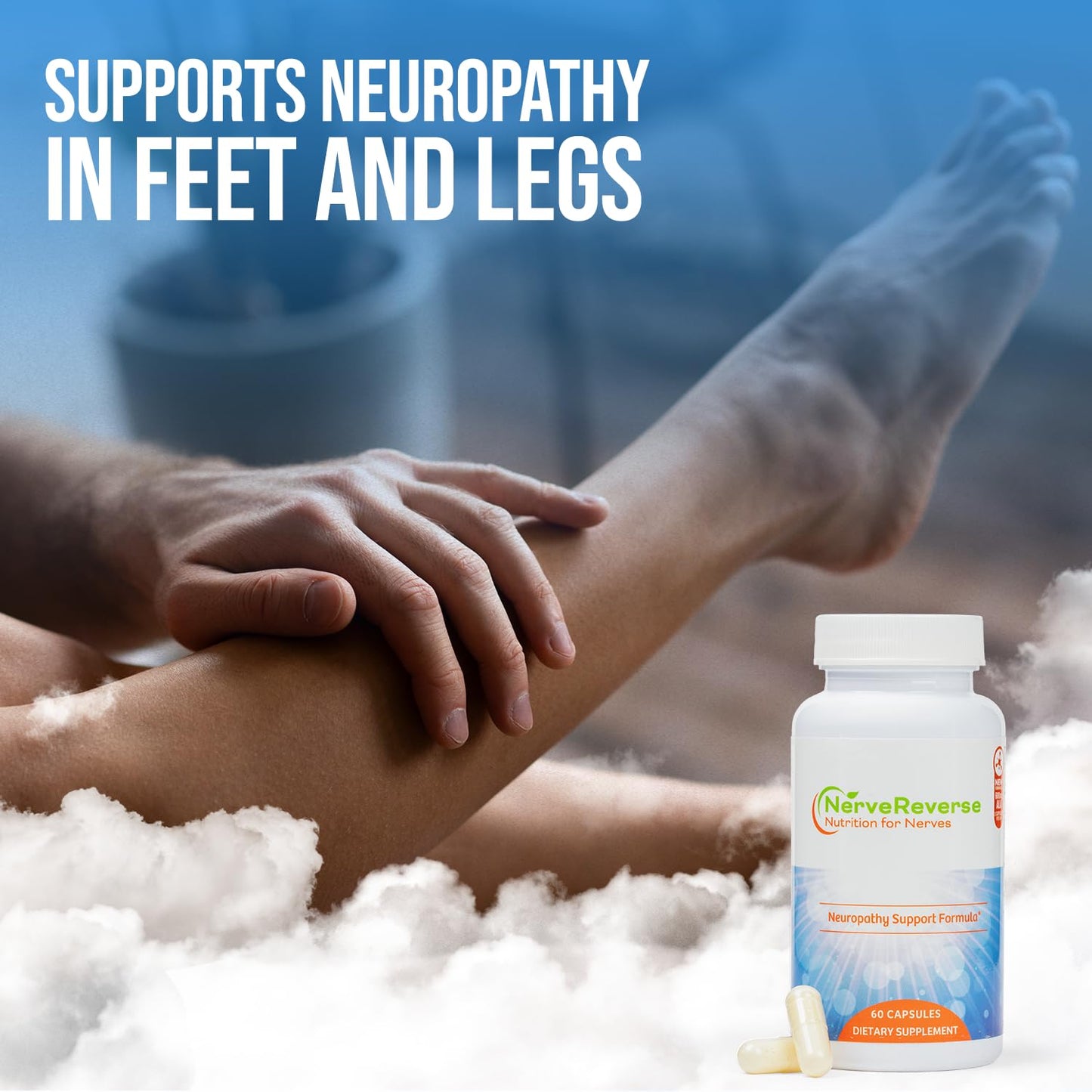 NERVEREVERSE NUTRITION FOR NERVES NerveReverse Neuropathy Support Formula - Alpha Lipoic Acid 600mg, Extra Strength Benfotiamine, B12, B9, B6, and D3 - Vegan, 60 Capsules