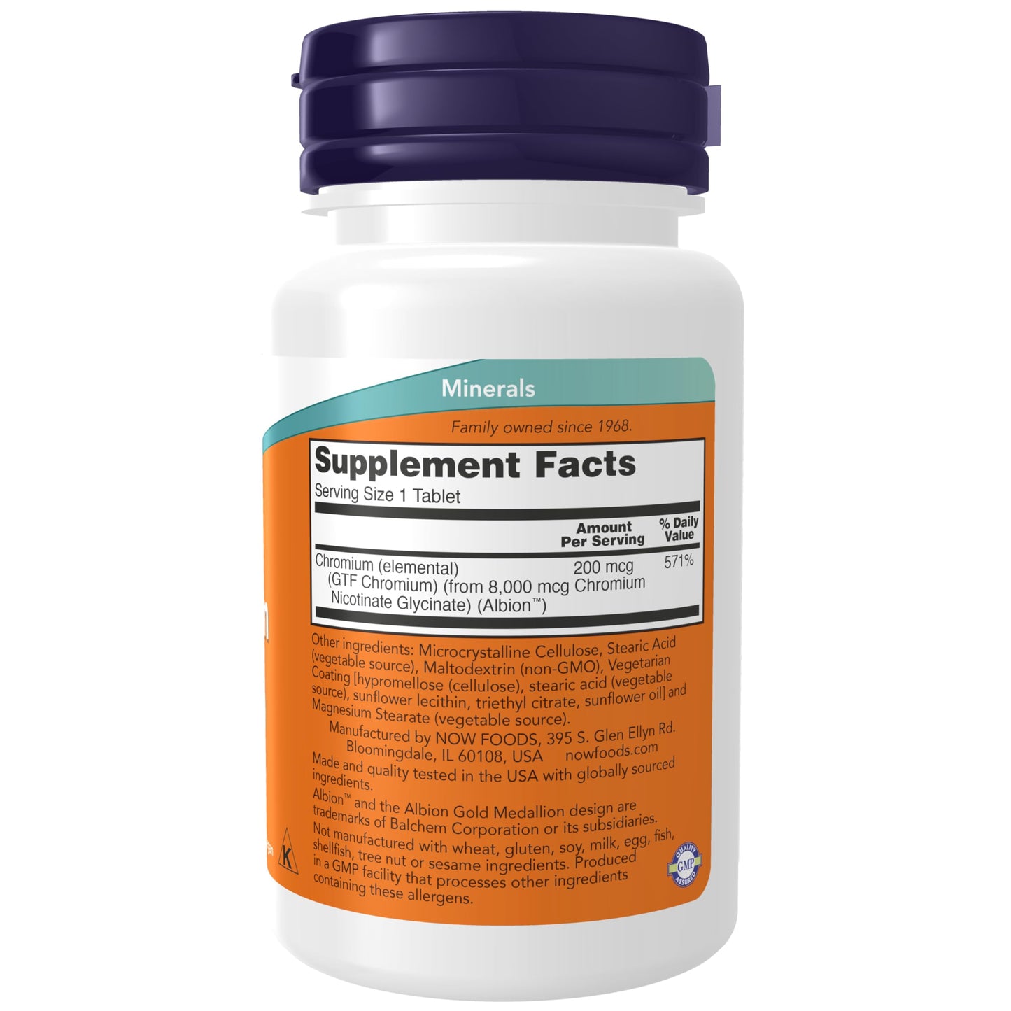 NOW Foods GTF (Glucose Tolerance Factor) Chromium 200 mcg, Insulin Co-Factor, 100 Tablets