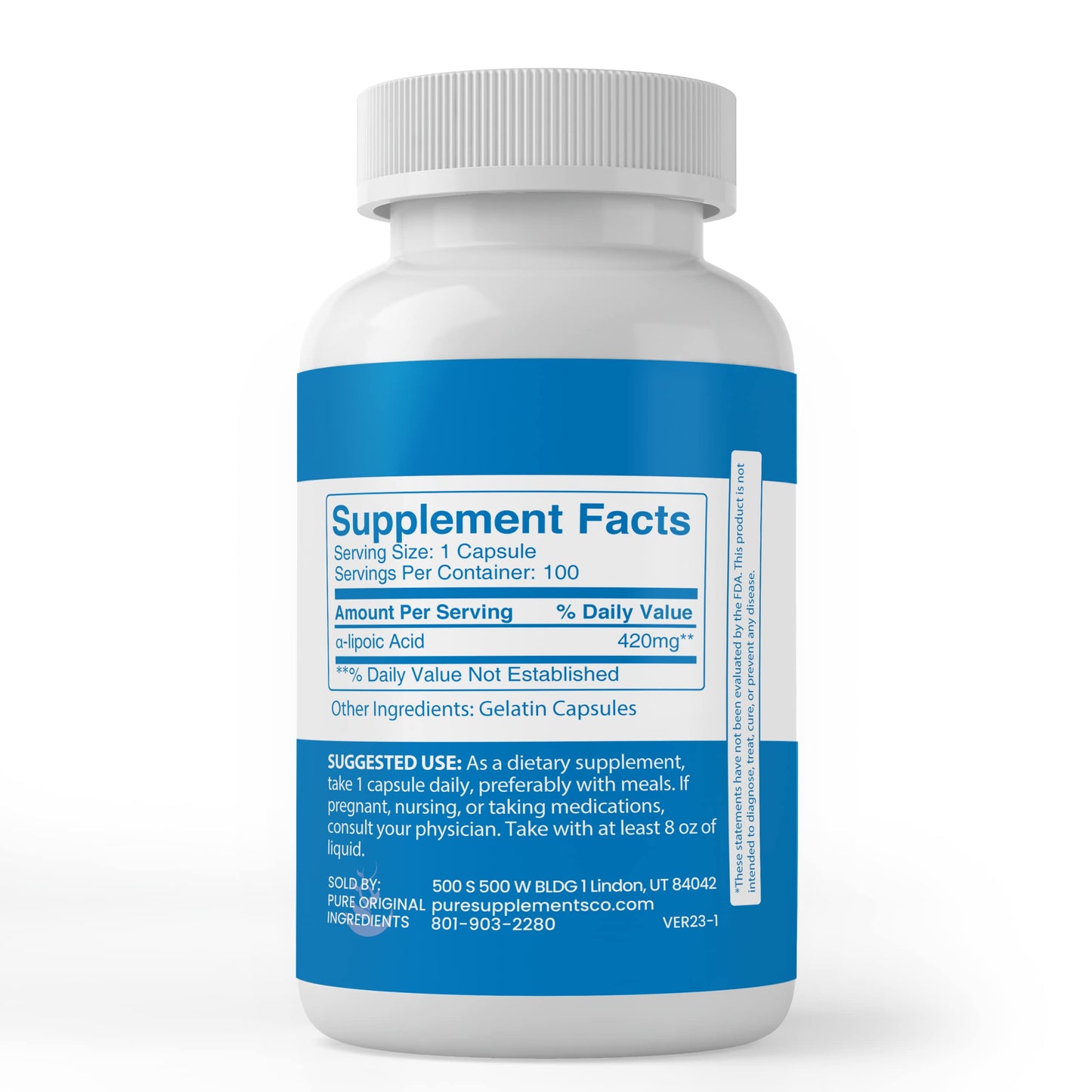 Pure Original Ingredients Alpha-Lipoic Acid Capsules, 100 Count