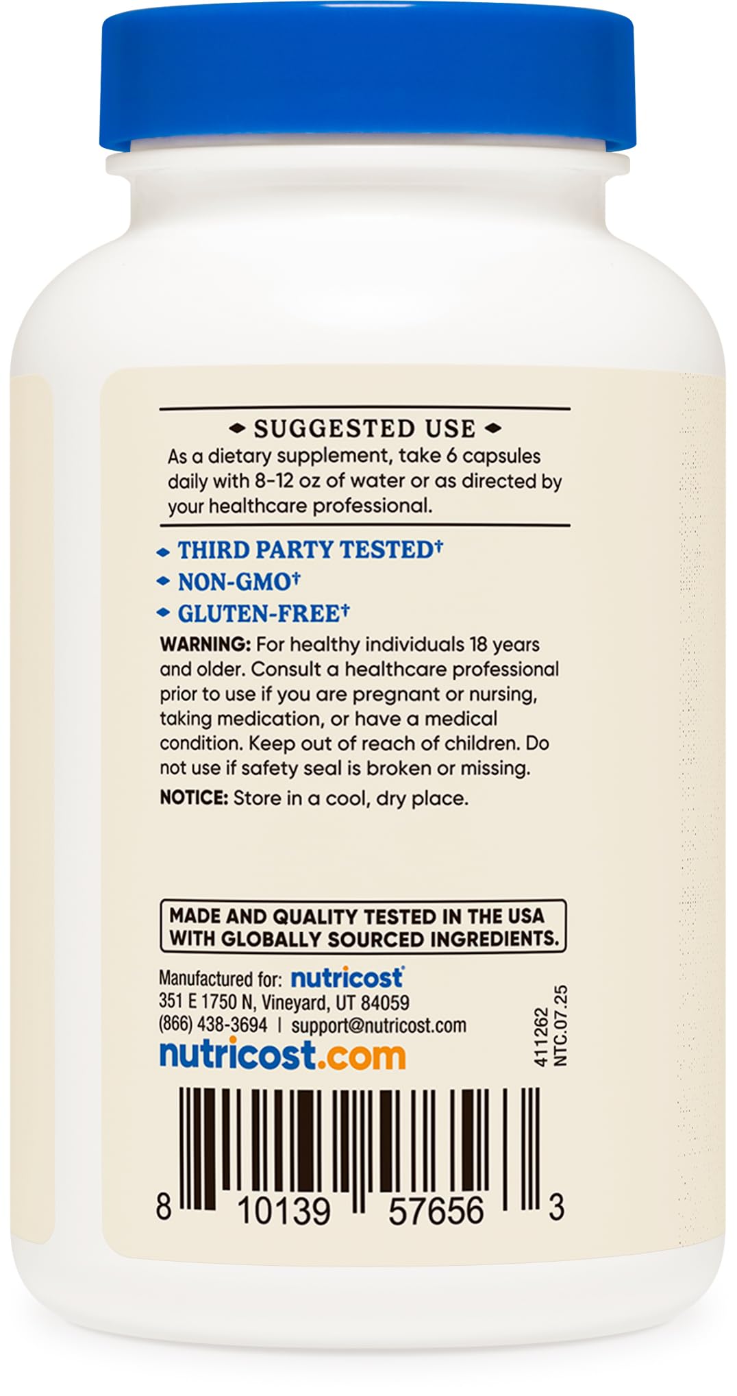 Nutricost Grass Fed Beef Organs Supplement Capsules 180 Count