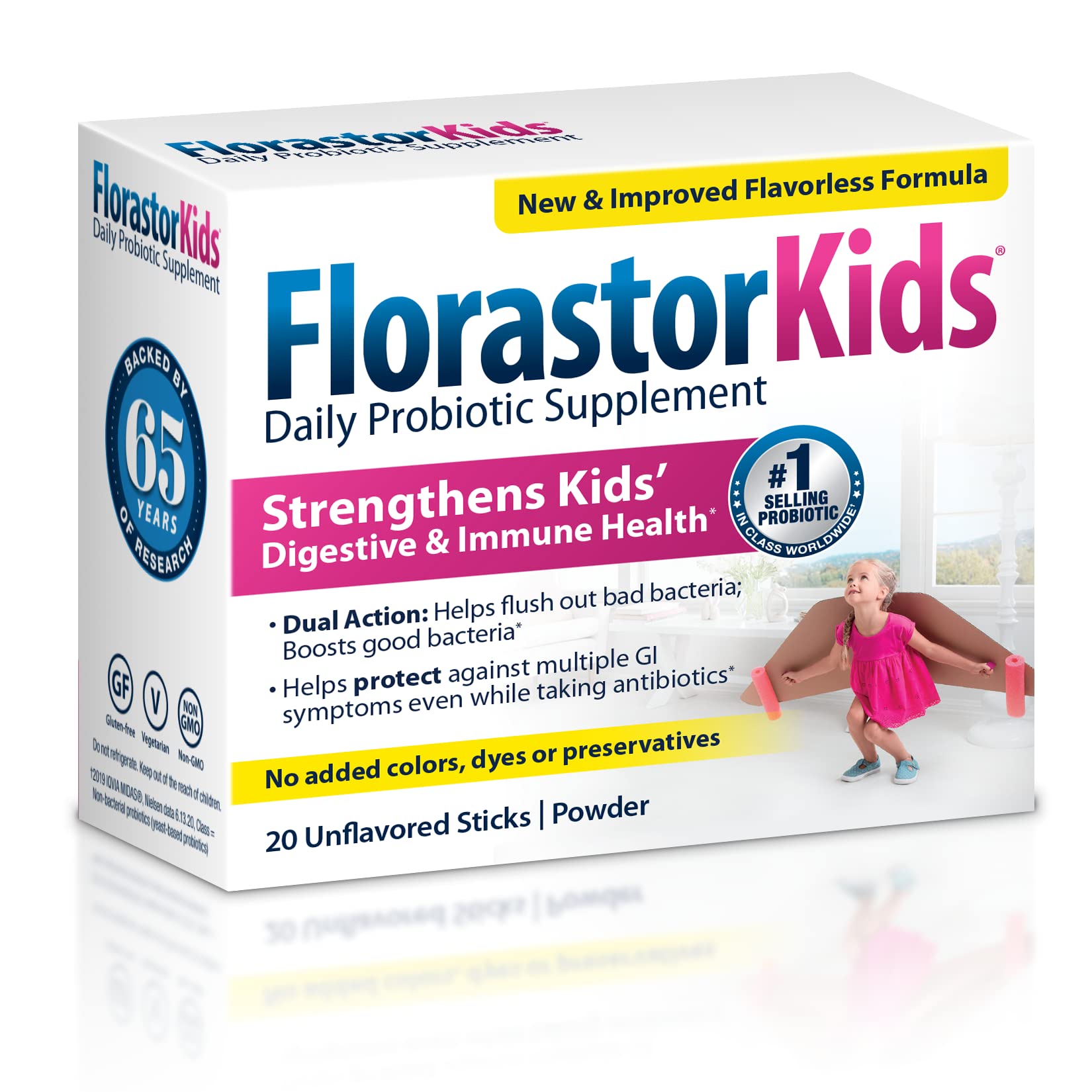 Florastor Kids Daily Probiotic Supplement Powder, 3.2 Ounces (Pack of 2)