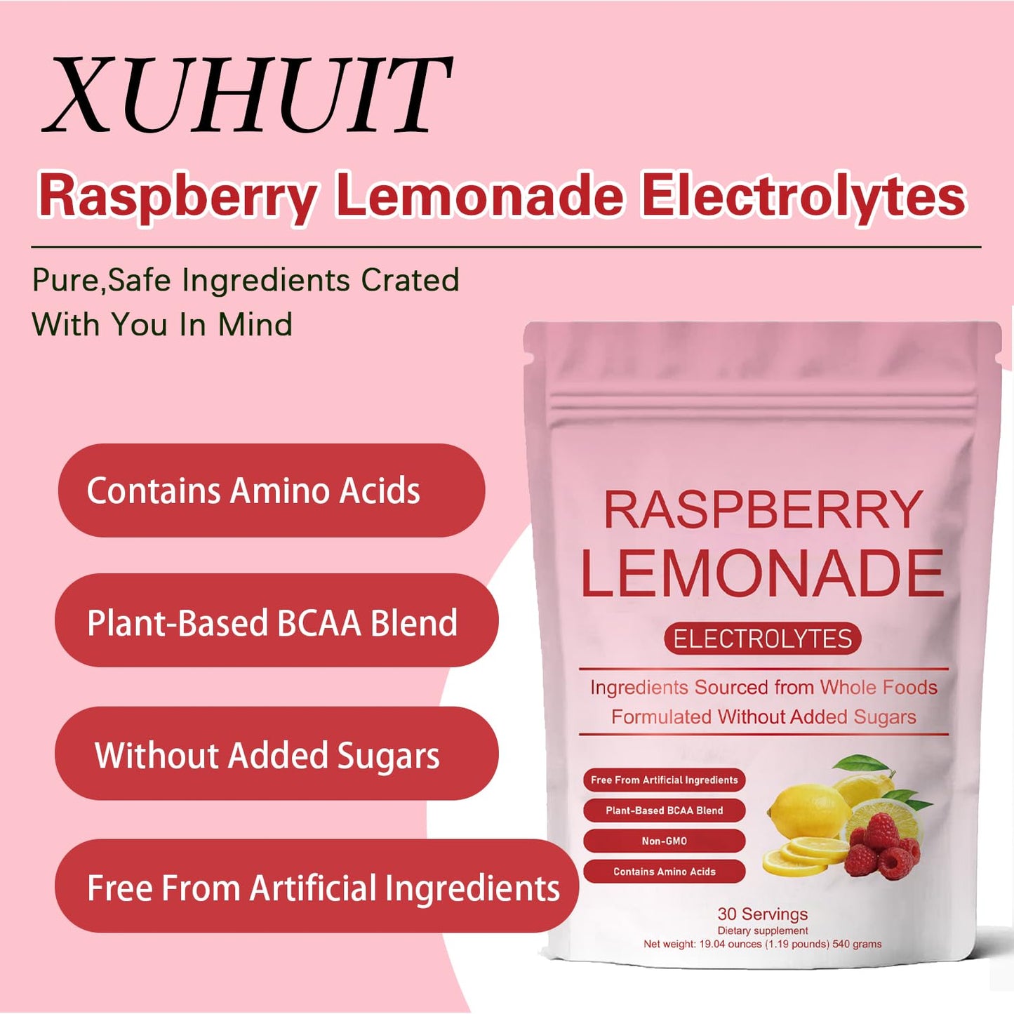 SERSANVE Raspberry Lemonade Electrolytes Powder 30 Servings