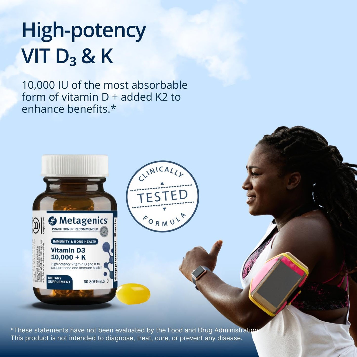 Metagenics Vitamin D3 and Vitamin K2 10,000 IU with MK-7 Softgels 60