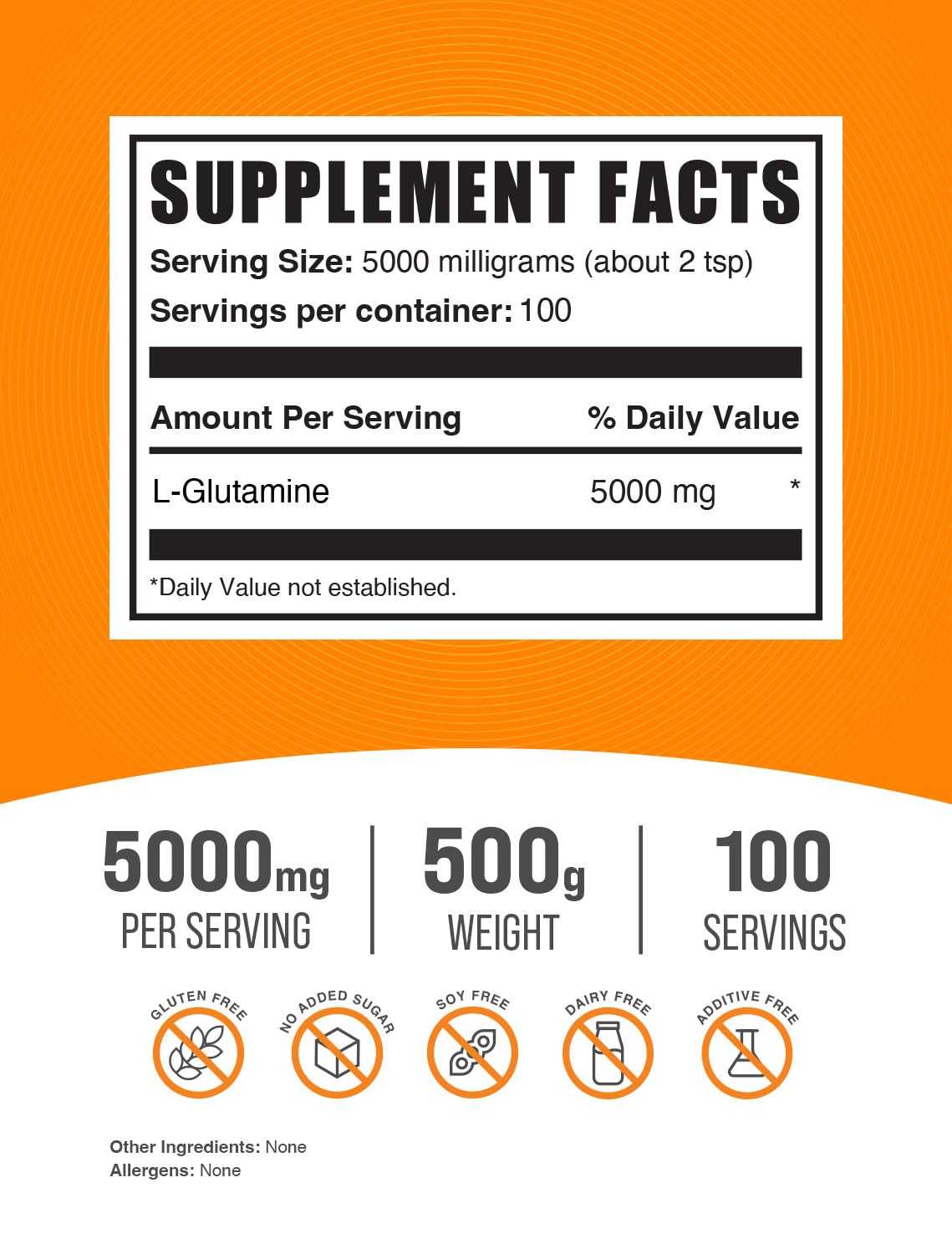 BulkSupplements L-Glutamine 500g + BCAA 2:1:1 500g Bundle Powder, 35.237